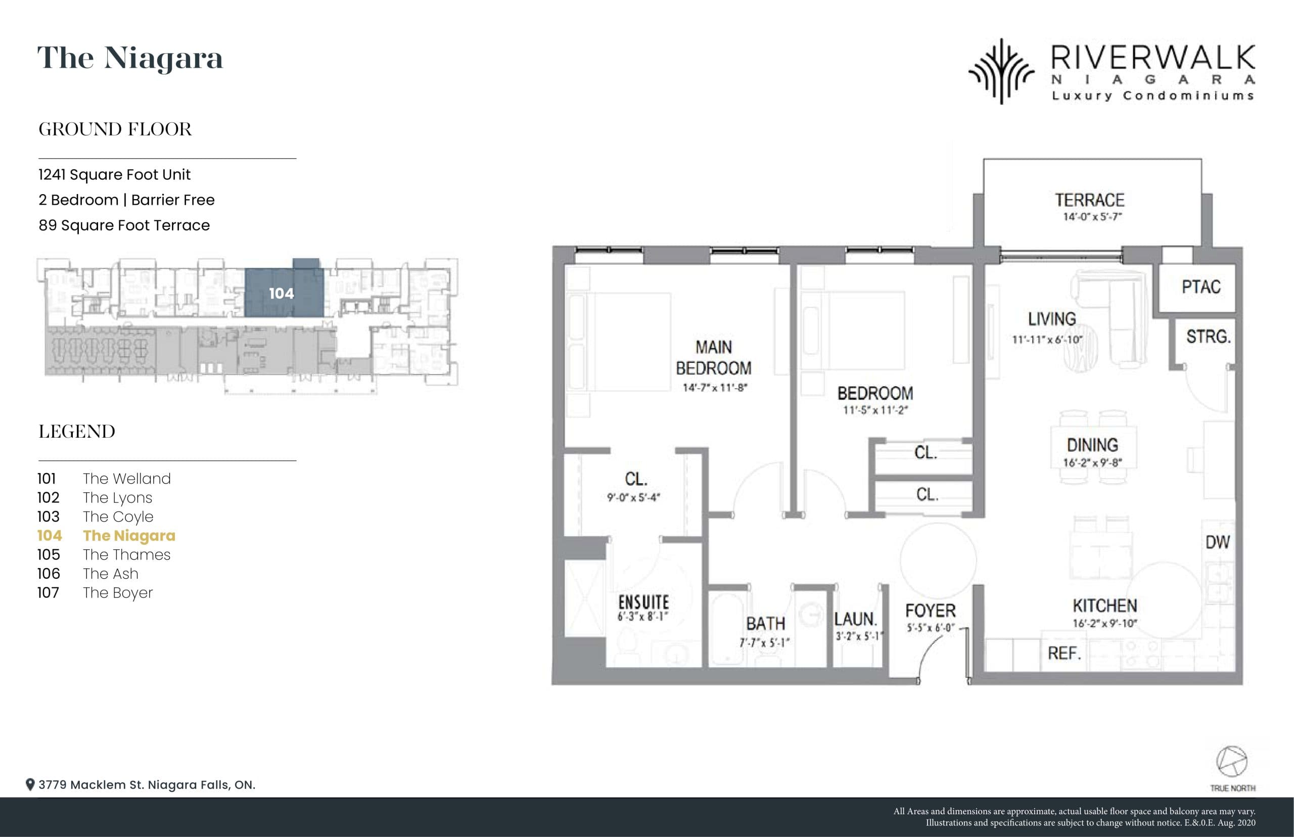 The Niagara Floor Plan at Riverwalk Niagara Falls Condos - 1241 sq.ft