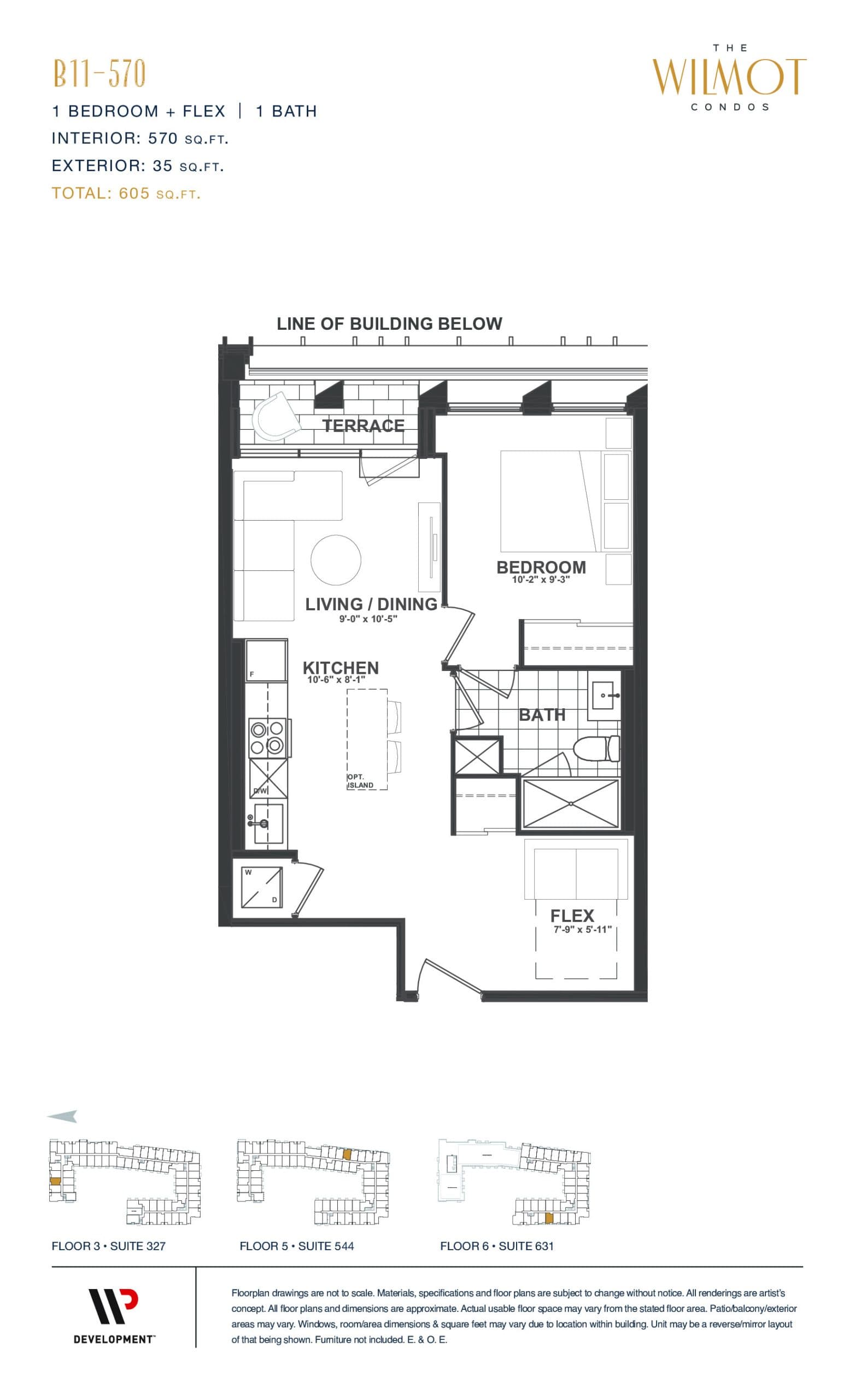 B11 Floor Plan at The Wilmot Condos - 570 sq.ft