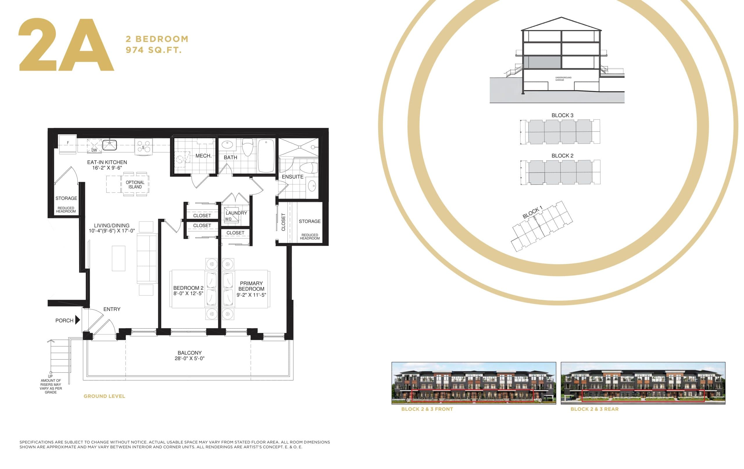 2A Floor Plan at Central District Towns - 974 sq.ft