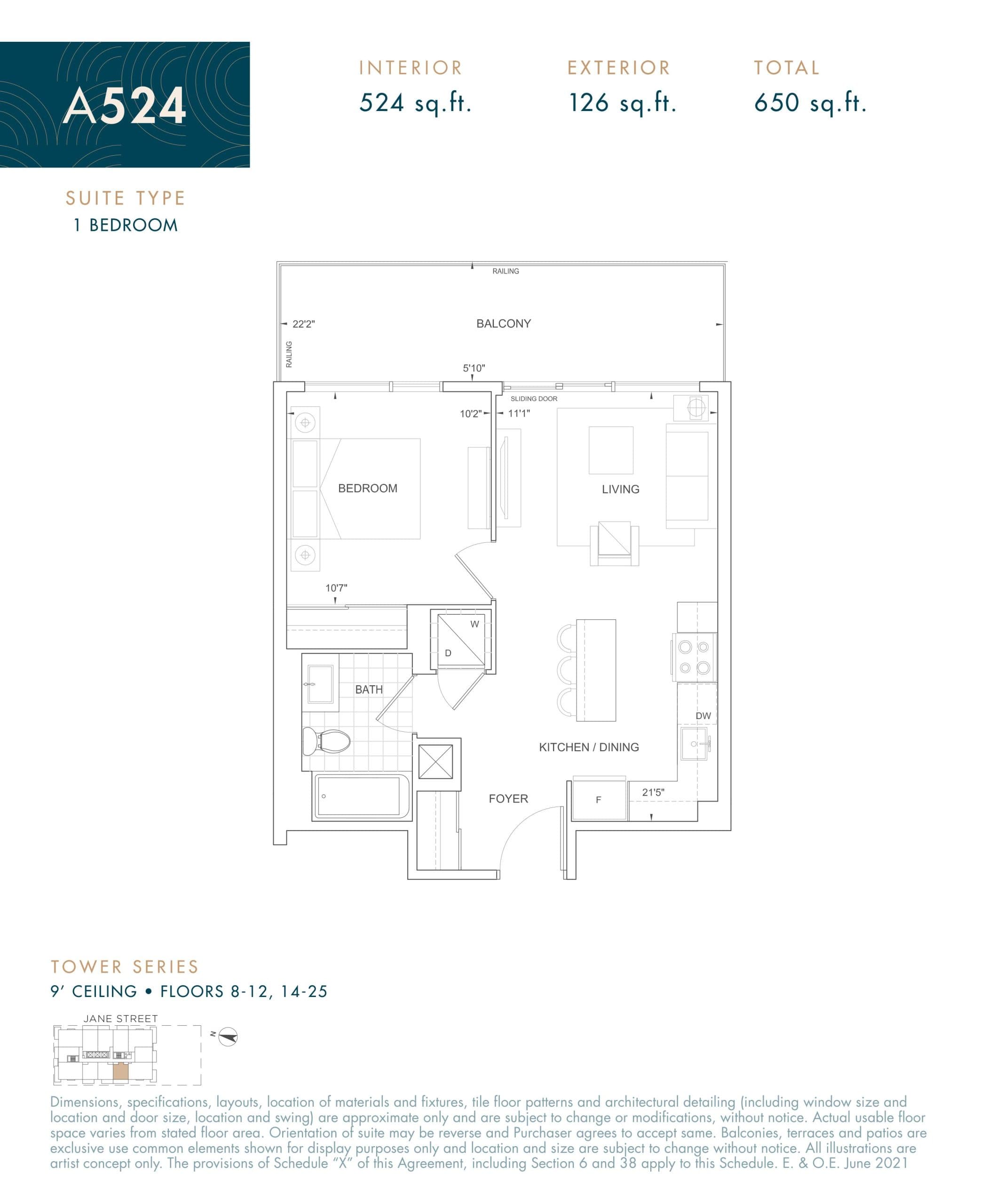 A524 Floor Plan at The Fifth at Charisma Condos - 524 sq.ft