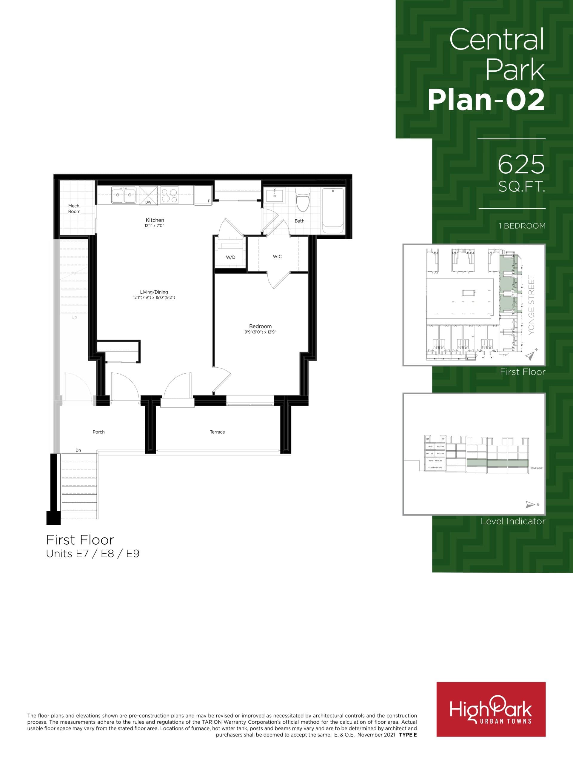 Central Park Plan 02 Floor Plan at High Park Urban Towns - 625 sq.ft