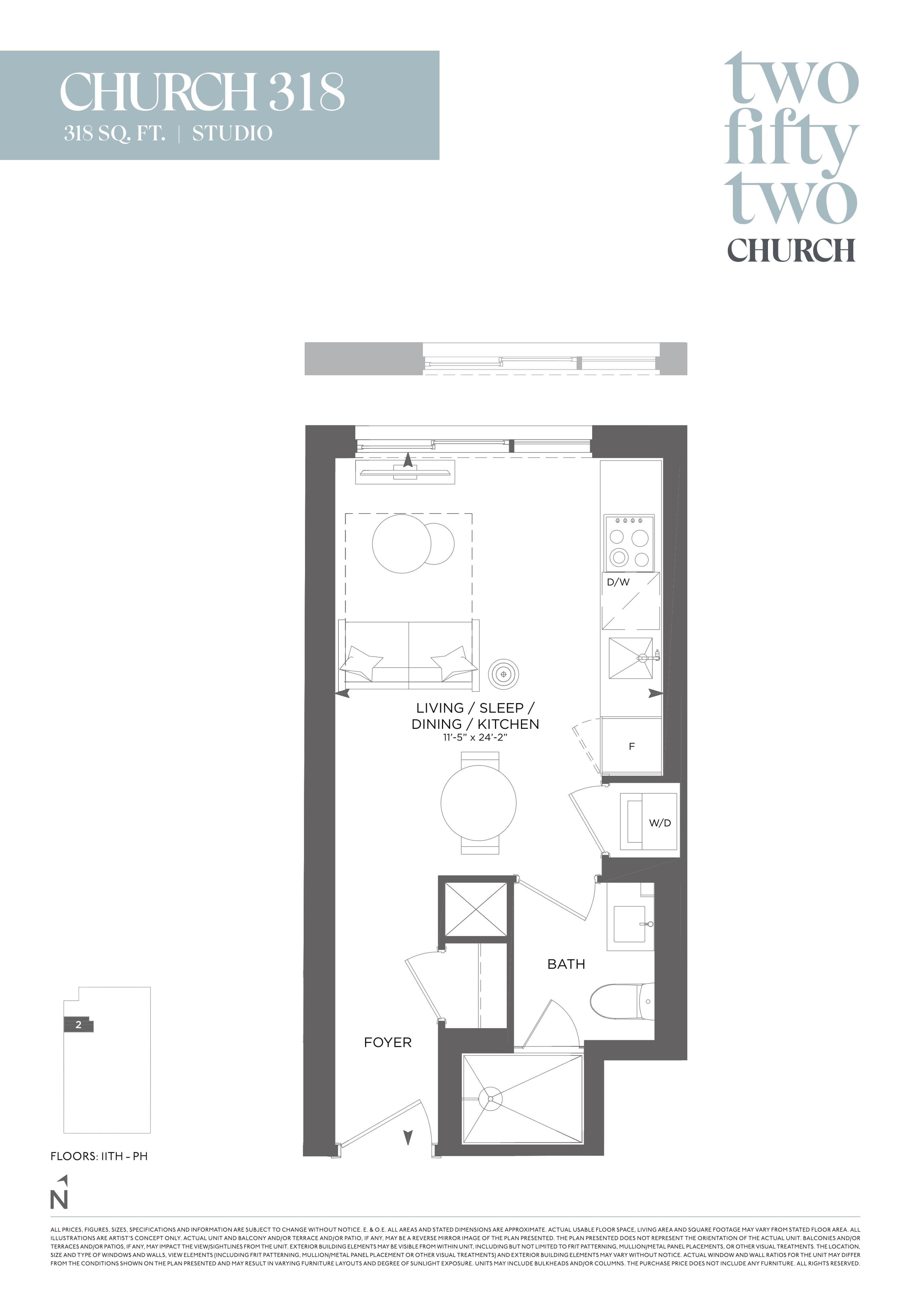 Church 318 Floor Plan at 252 Church Condos - 318 sq.ft