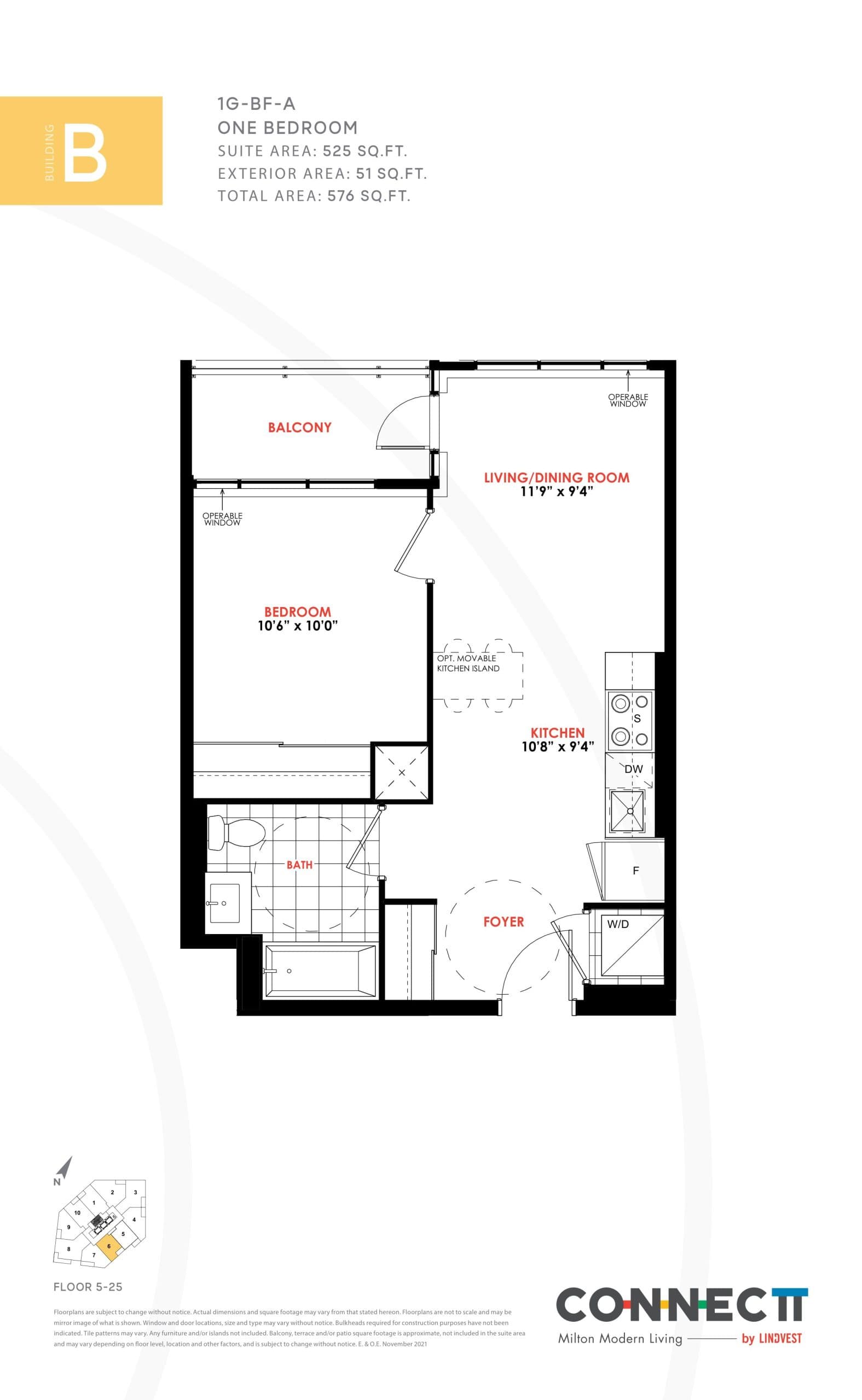 1G-BF-A Floor Plan at Connectt 2 Condos - 525 sq.ft