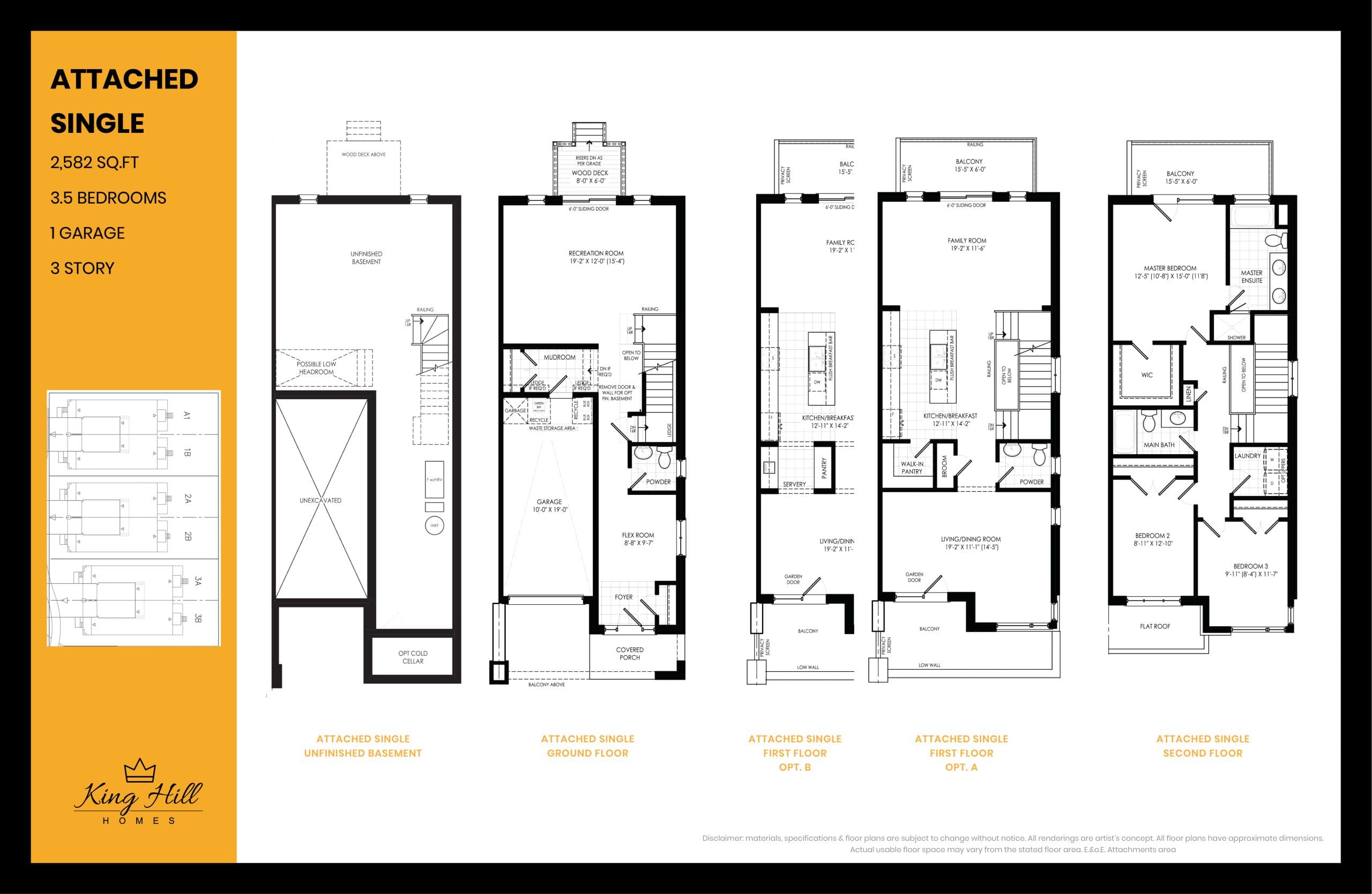 Attached Single Floor Plan at King Hill Homes - 2582 sq.ft