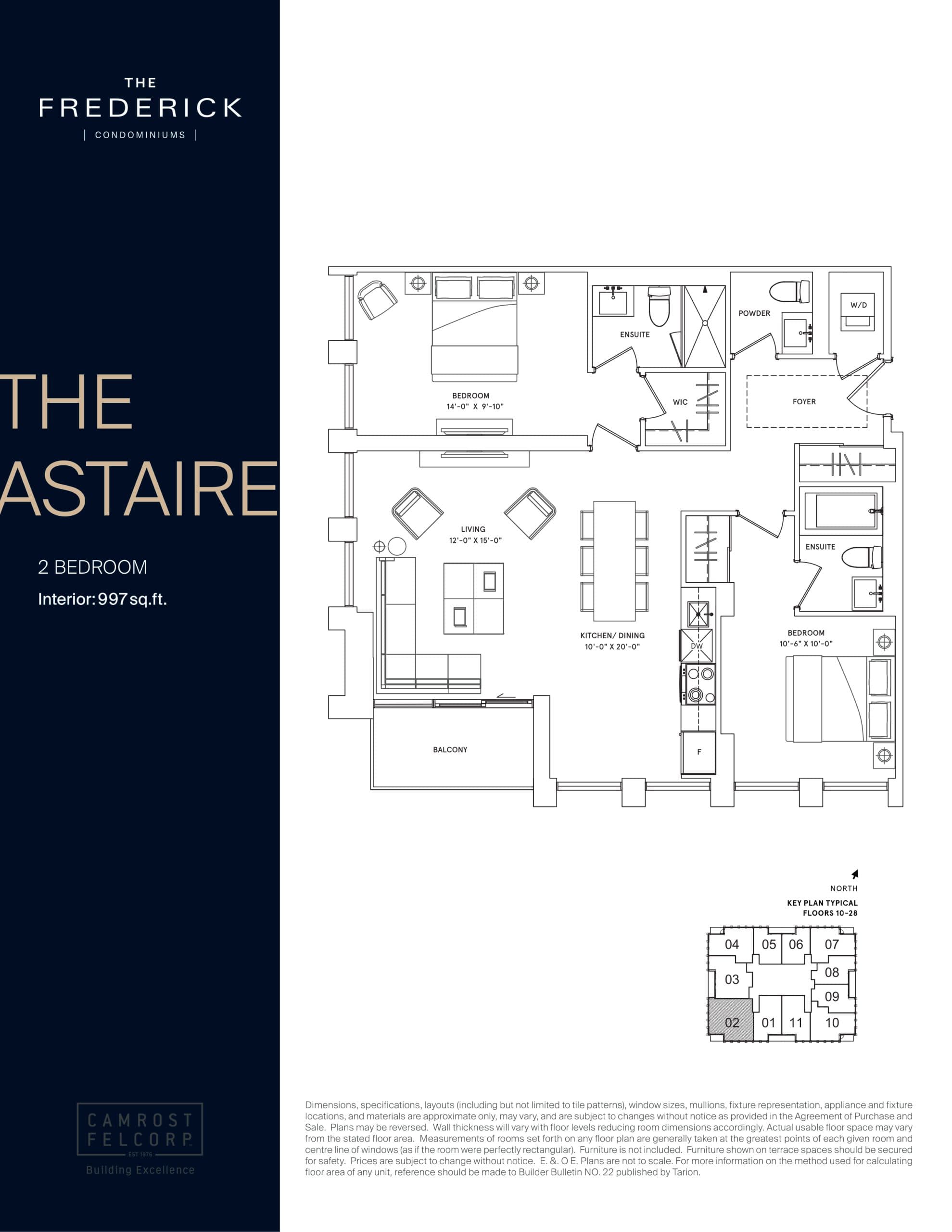The Astaire (Tower) Floor Plan at The Frederick Condos - 997 sq.ft