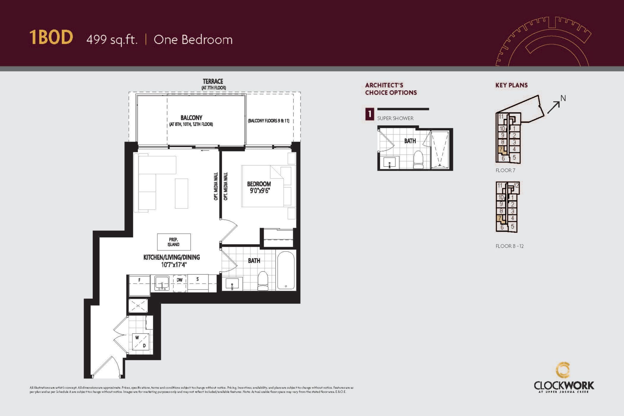 1B0D Floor Plan at Clockwork Condos Phase 2 - 499 sq.ft