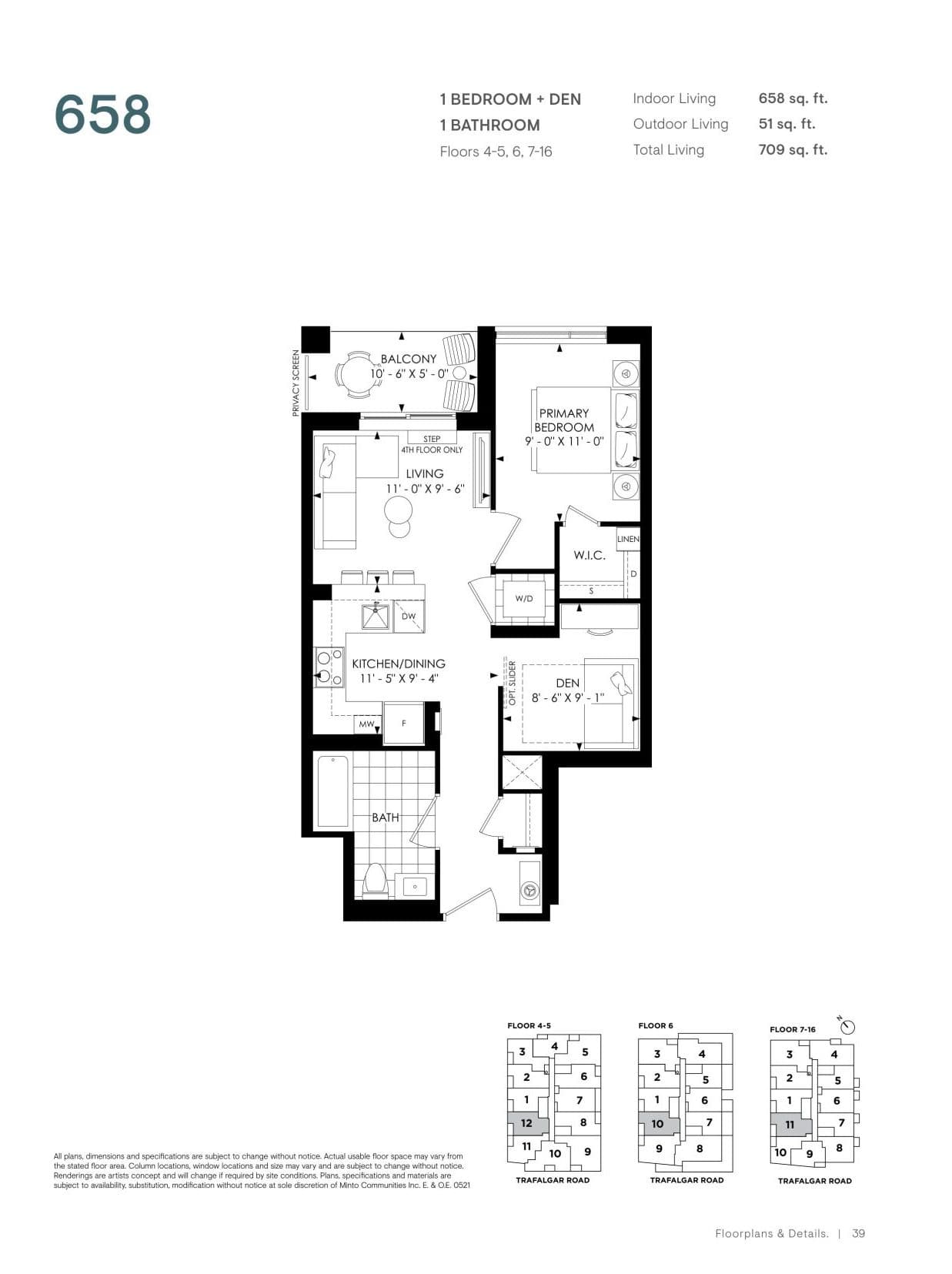 658 - Tower 4B Floor Plan at North Oak 2 - Condos at Oakvillage - 658 sq.ft