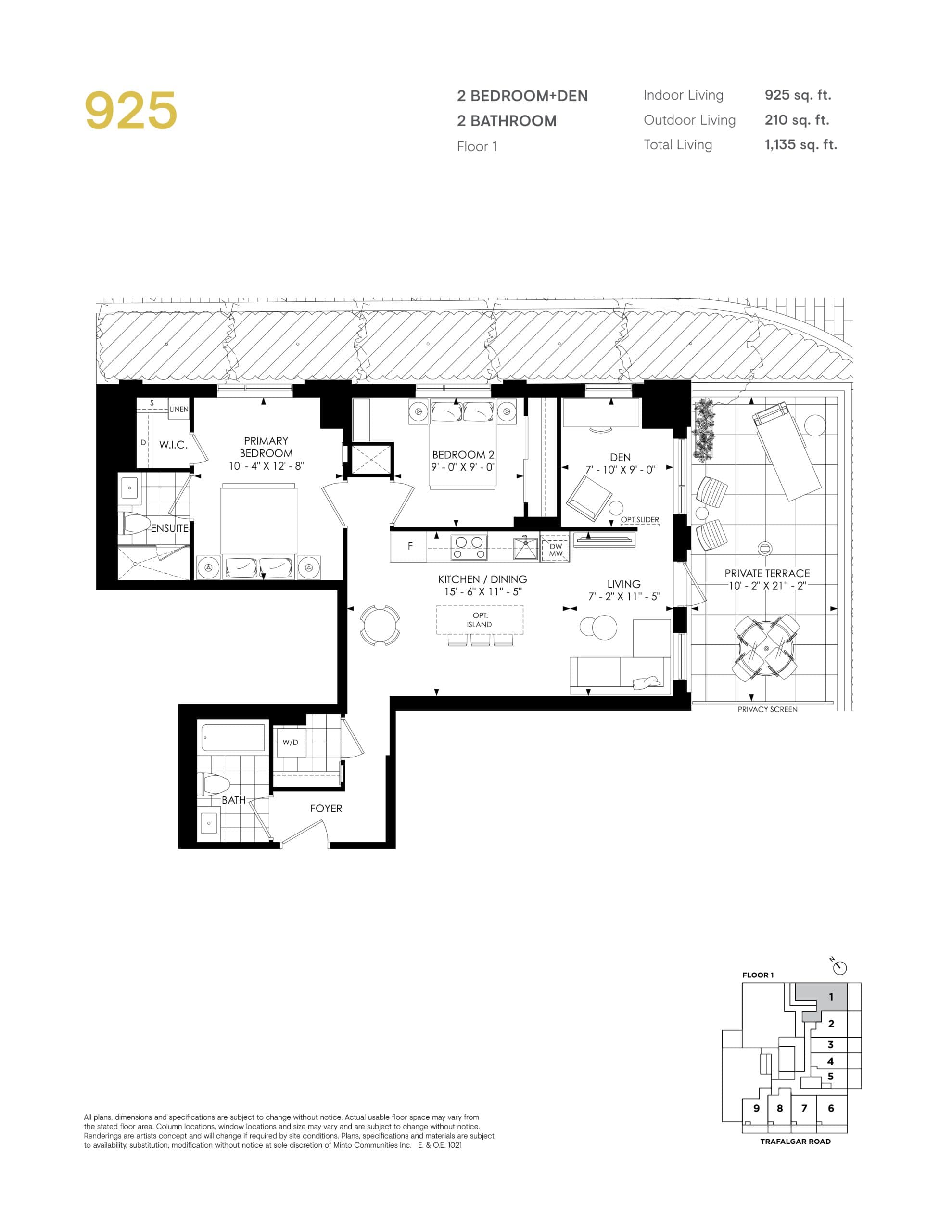 925 - Tower 4B Floor Plan at North Oak 2 - Condos at Oakvillage - 925 sq.ft