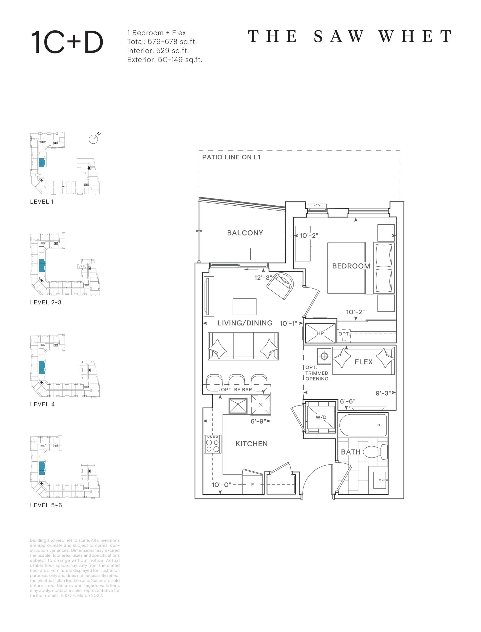1C+D Floor Plan at The Saw Whet Condos - 529 sq.ft
