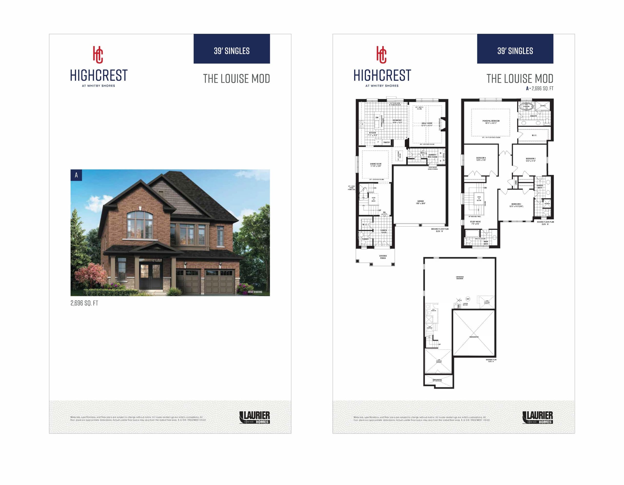 The Louise Mod Floor Plan at Highcrest at Whitby Shores - 2696 sq.ft