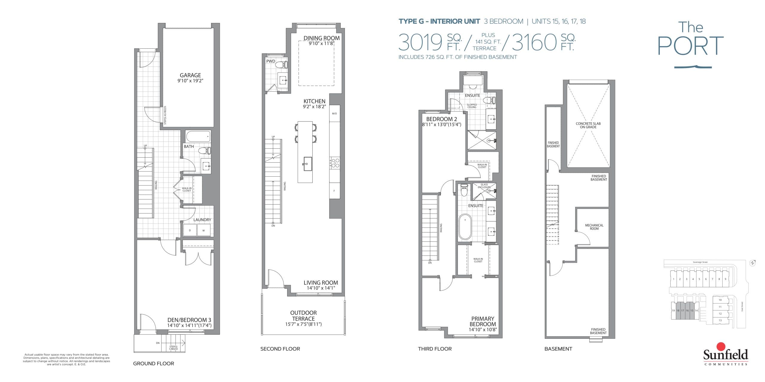 The Port - Type G Floor Plan at Shore Club Towns - 3019 sq.ft