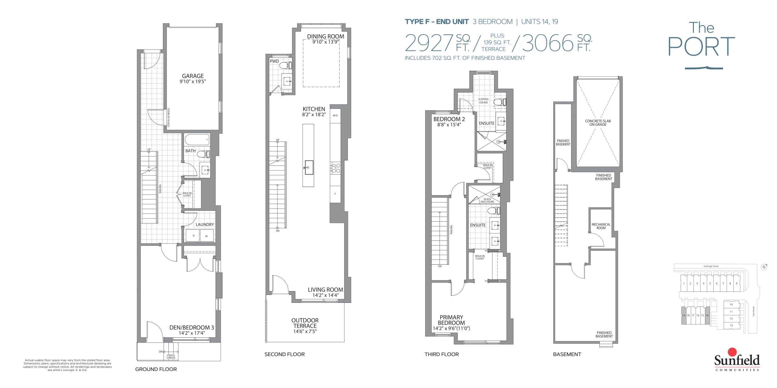 The Port - Type F Floor Plan at Shore Club Towns - 2927 sq.ft