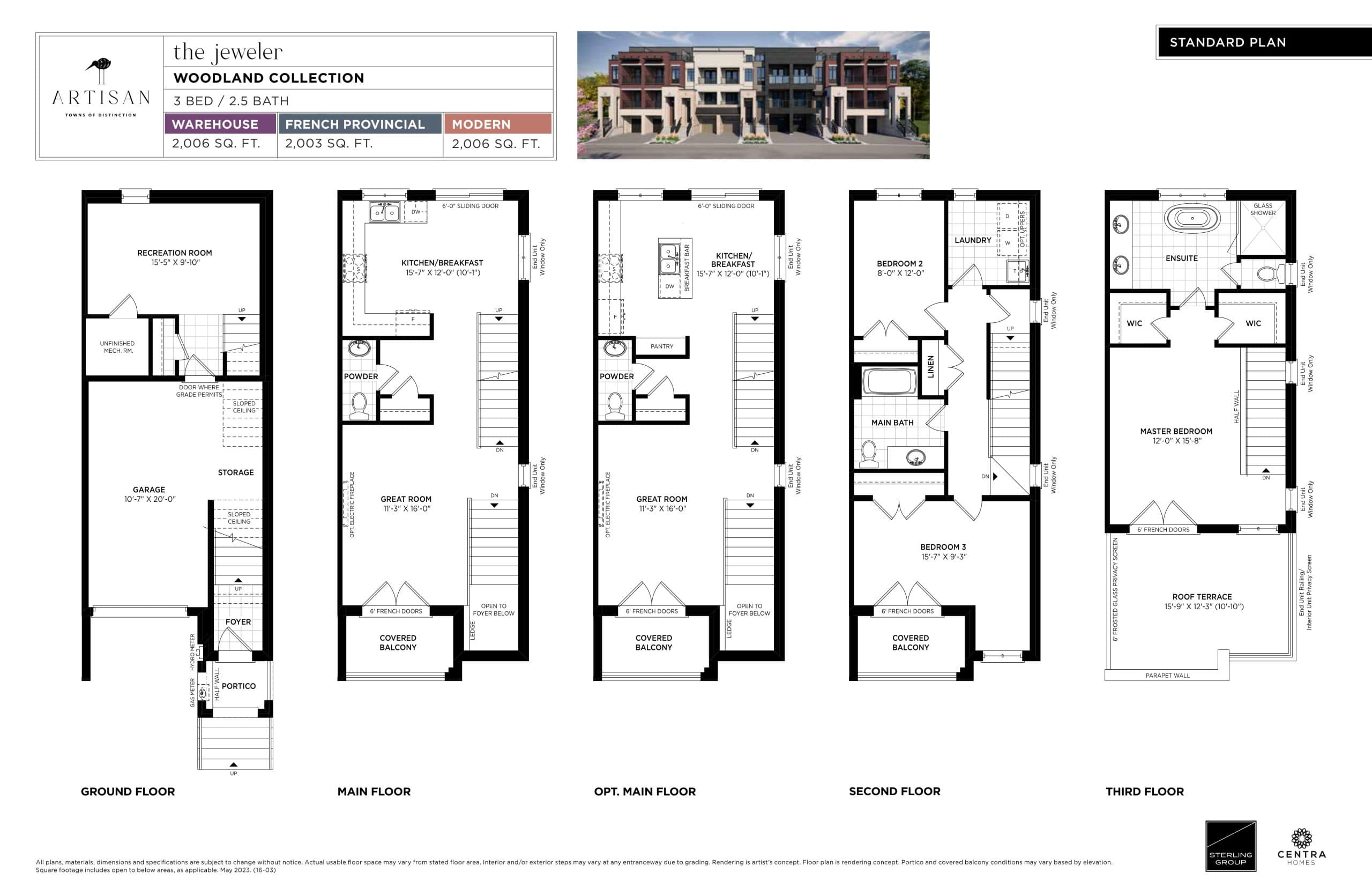 The Jeweler (Standard) Floor Plan at Artisan Towns - 2006 sq.ft