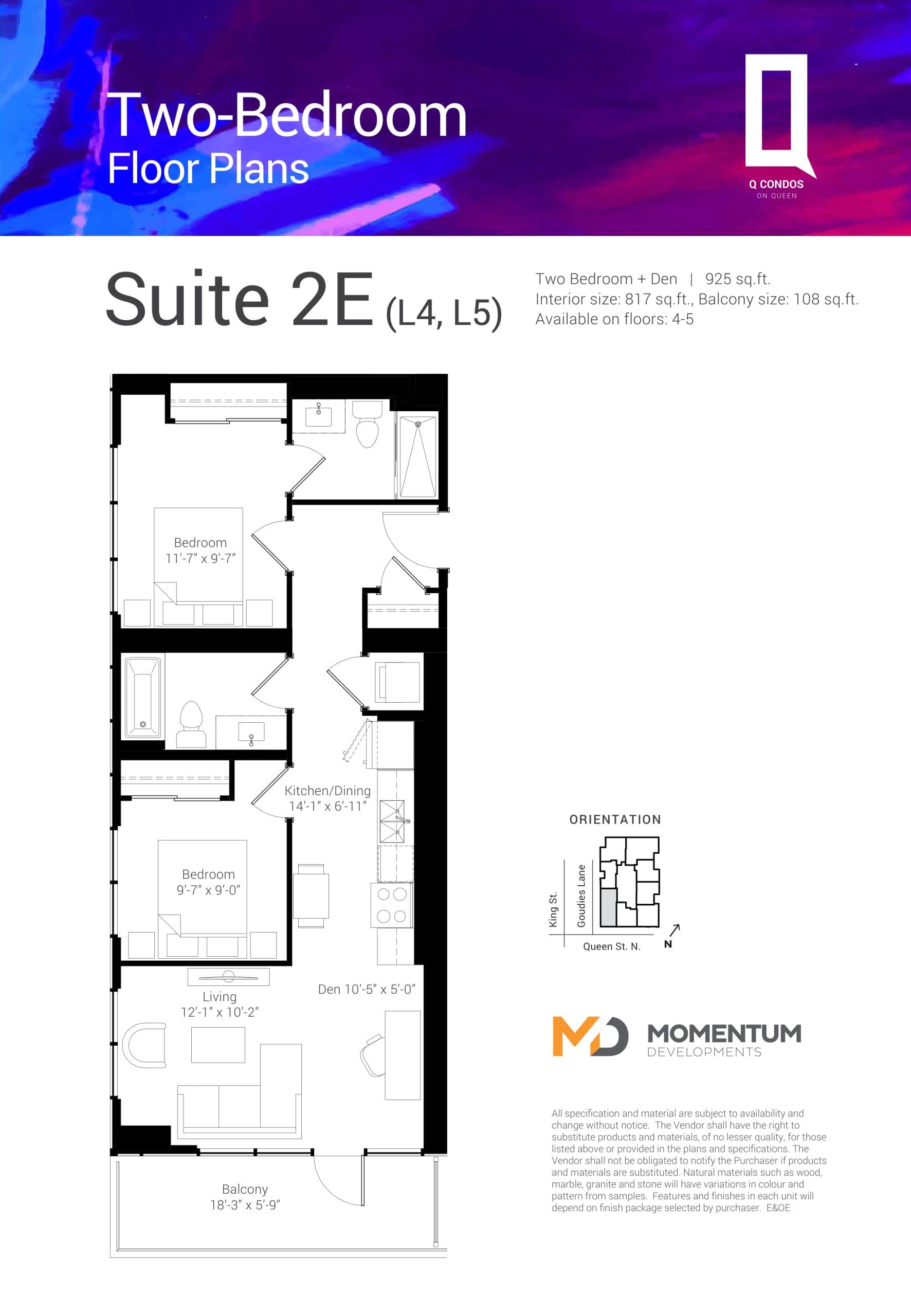 Suite 2E (L4, L5) Floor Plan at Q Condos - 817 sq.ft
