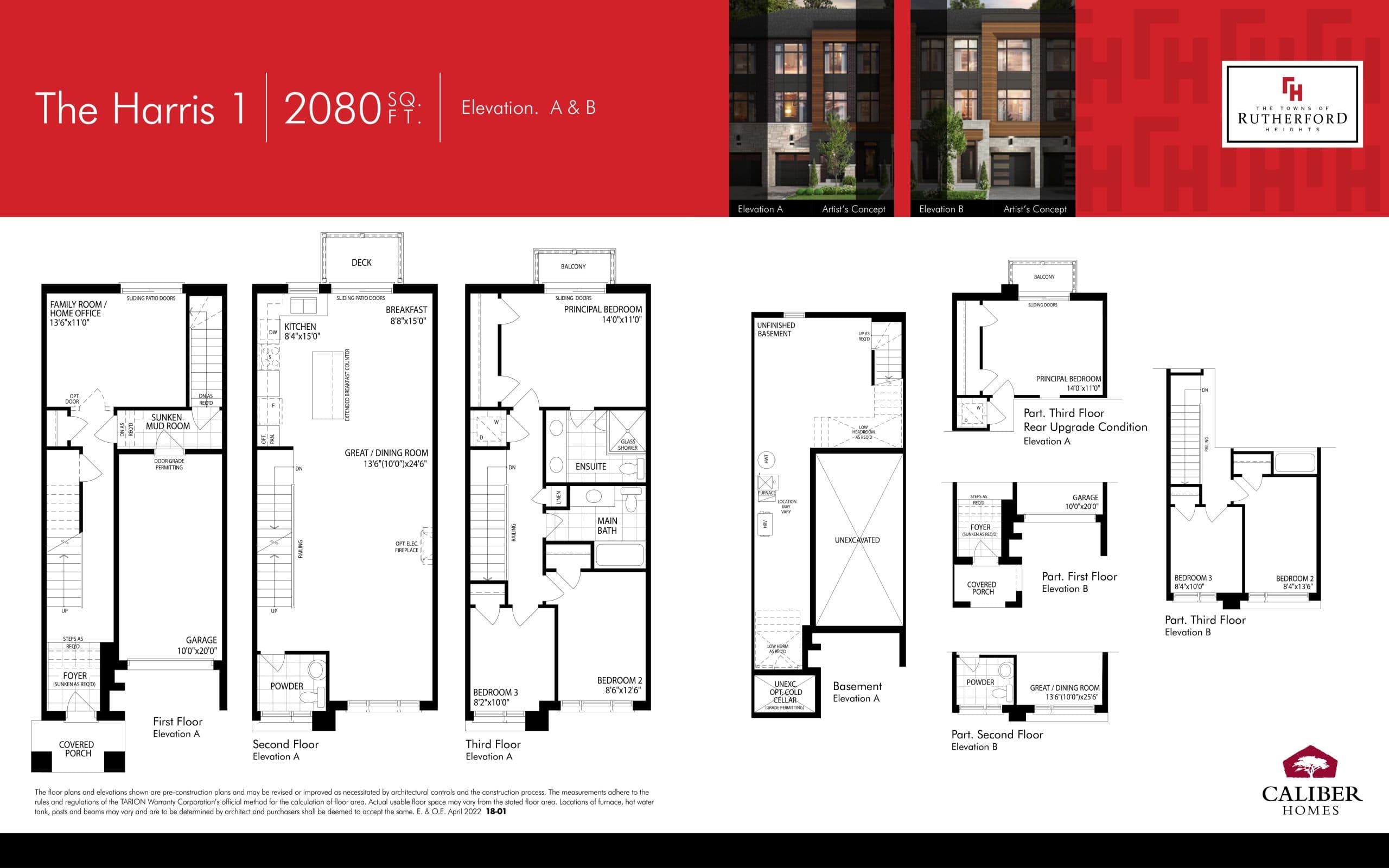 The Harris 1 Floor Plan at The Towns of Rutherford Heights - 2080 sq.ft