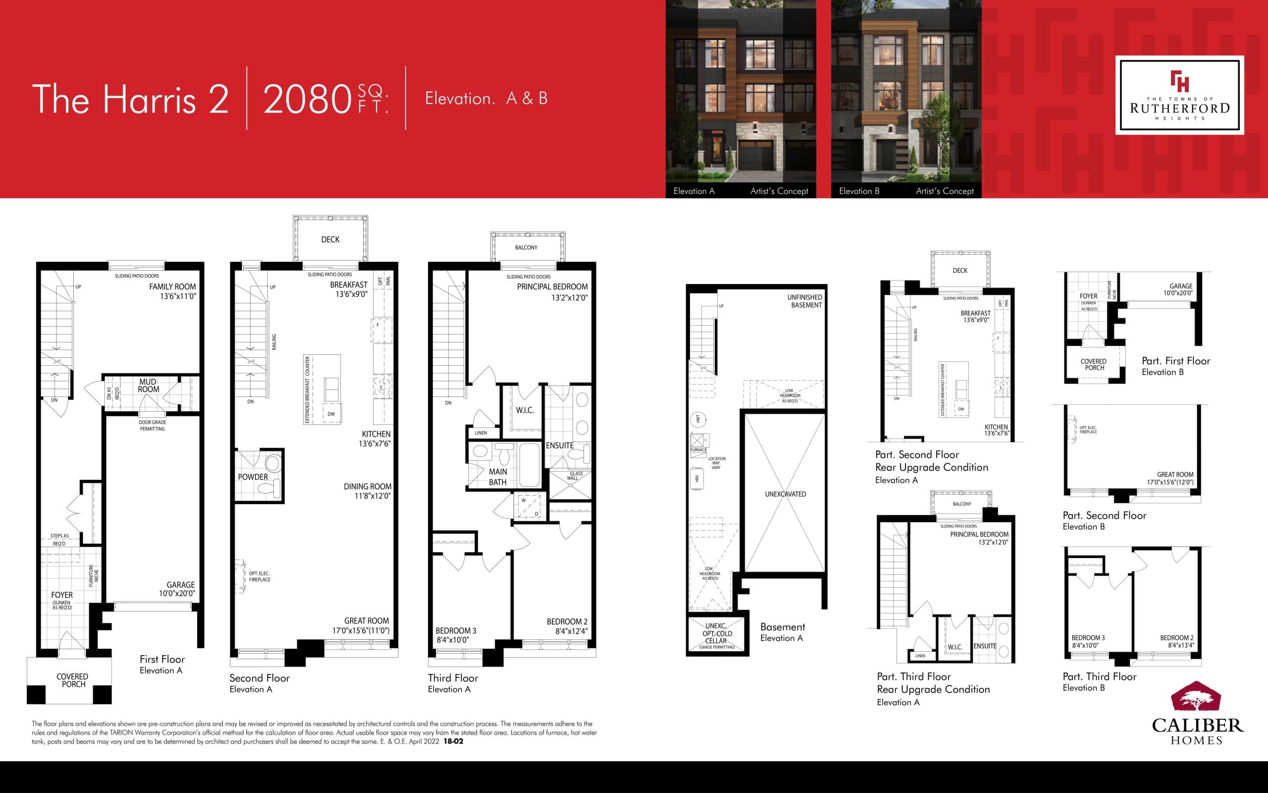 The Harris 2 Floor Plan at The Towns of Rutherford Heights - 2080 sq.ft