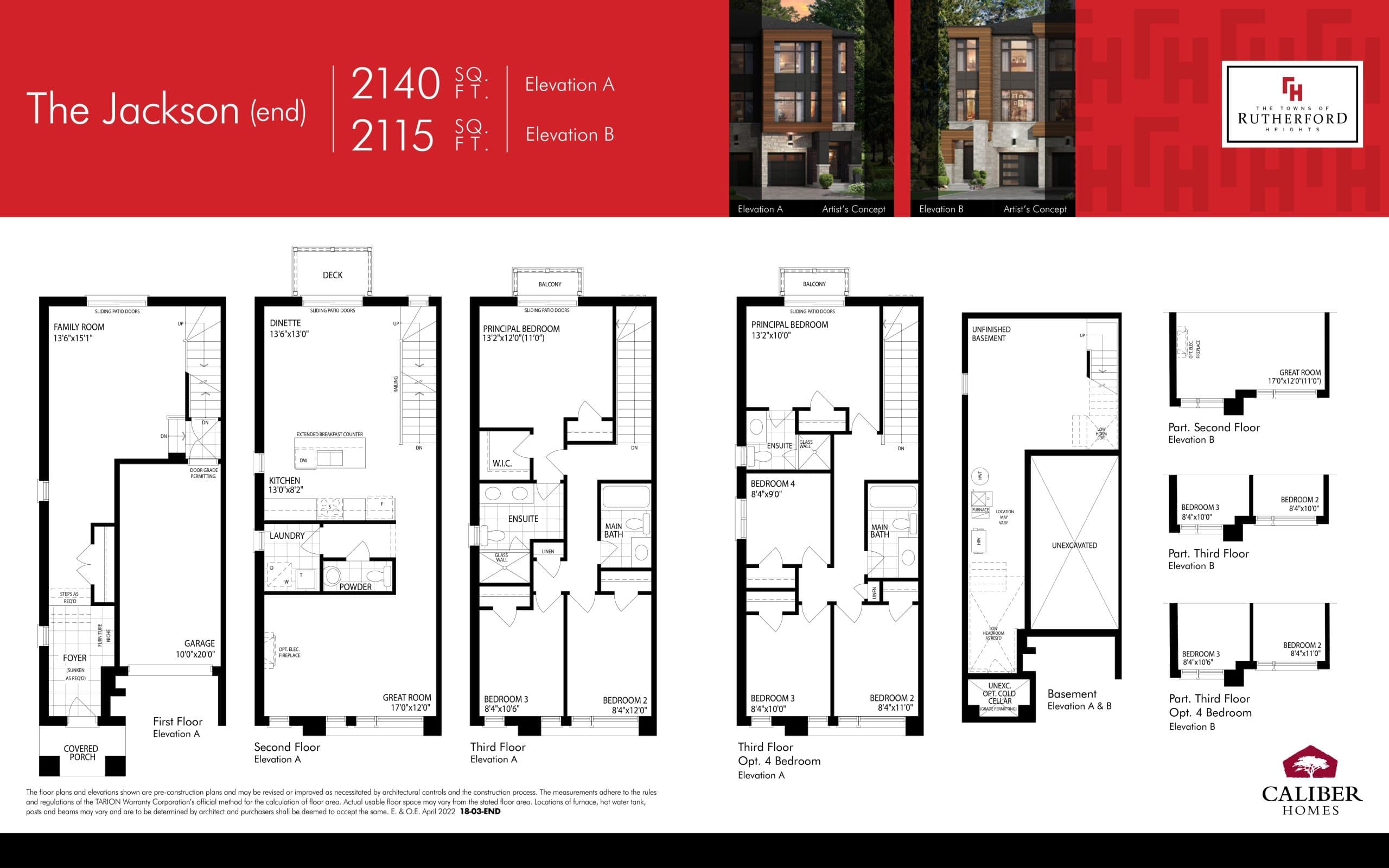 The Jackson (End) Floor Plan at The Towns of Rutherford Heights - 2140 sq.ft
