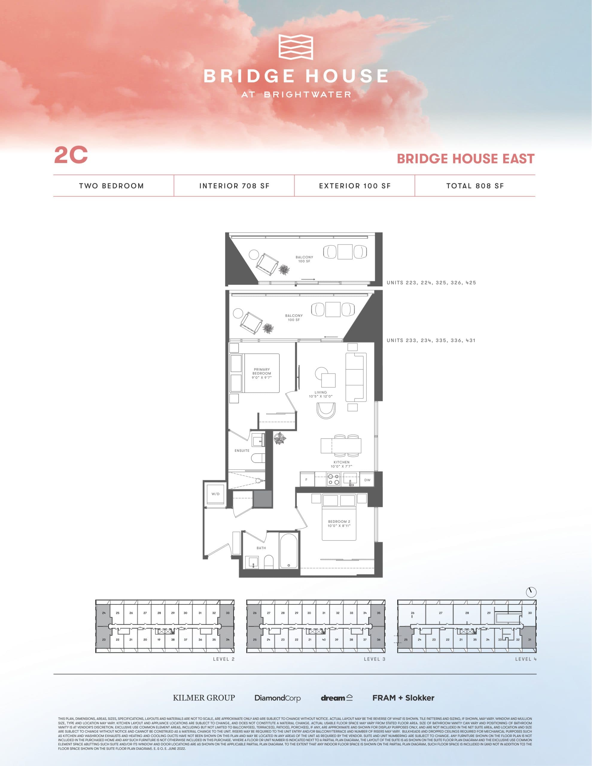 2C Floor Plan at Bridge House at Brightwater Condos - 708 sq.ft