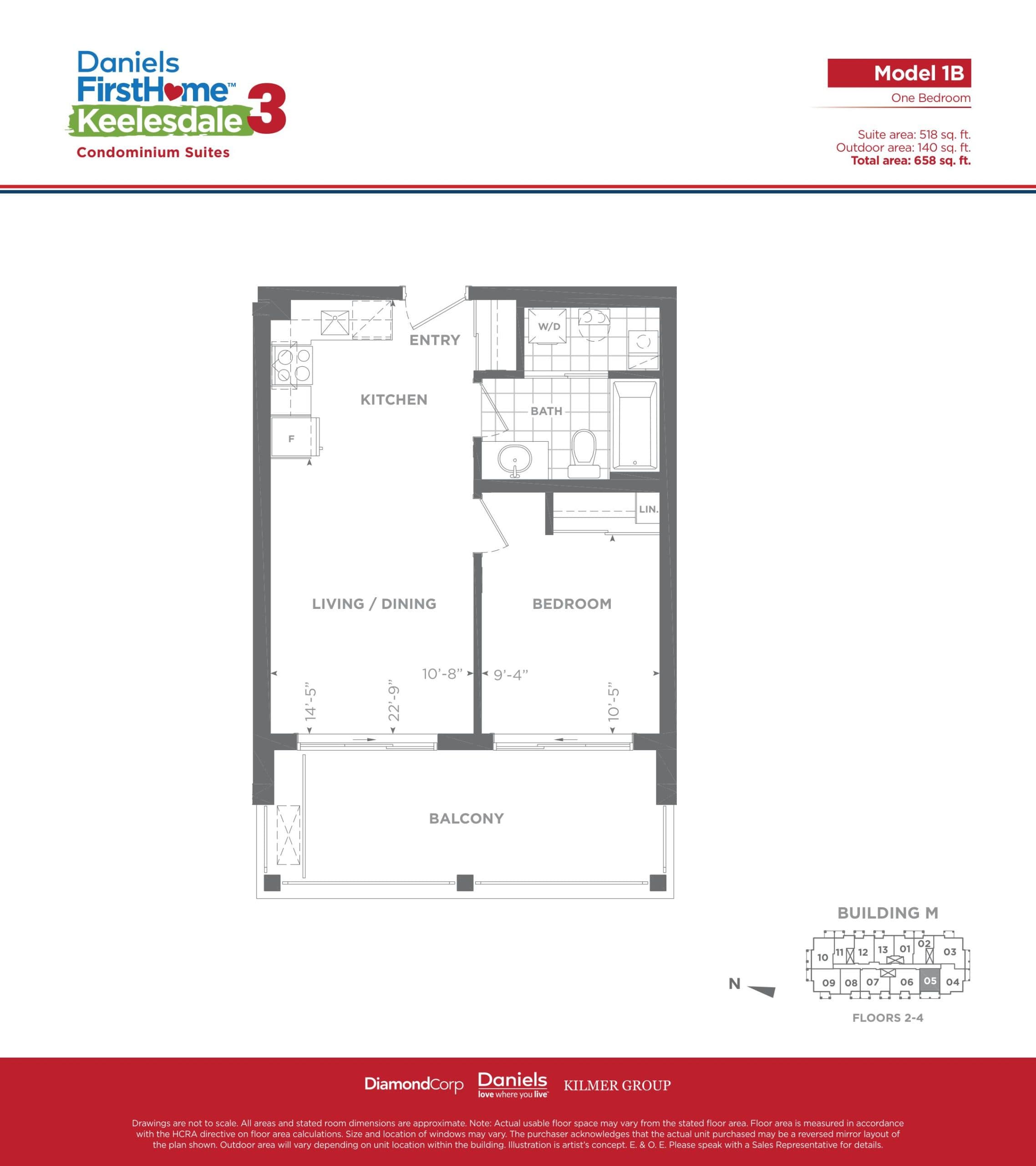 Model 1B Floor Plan at Daniels FirstHome™ Keelesdale Phase 3 - 518 sq.ft