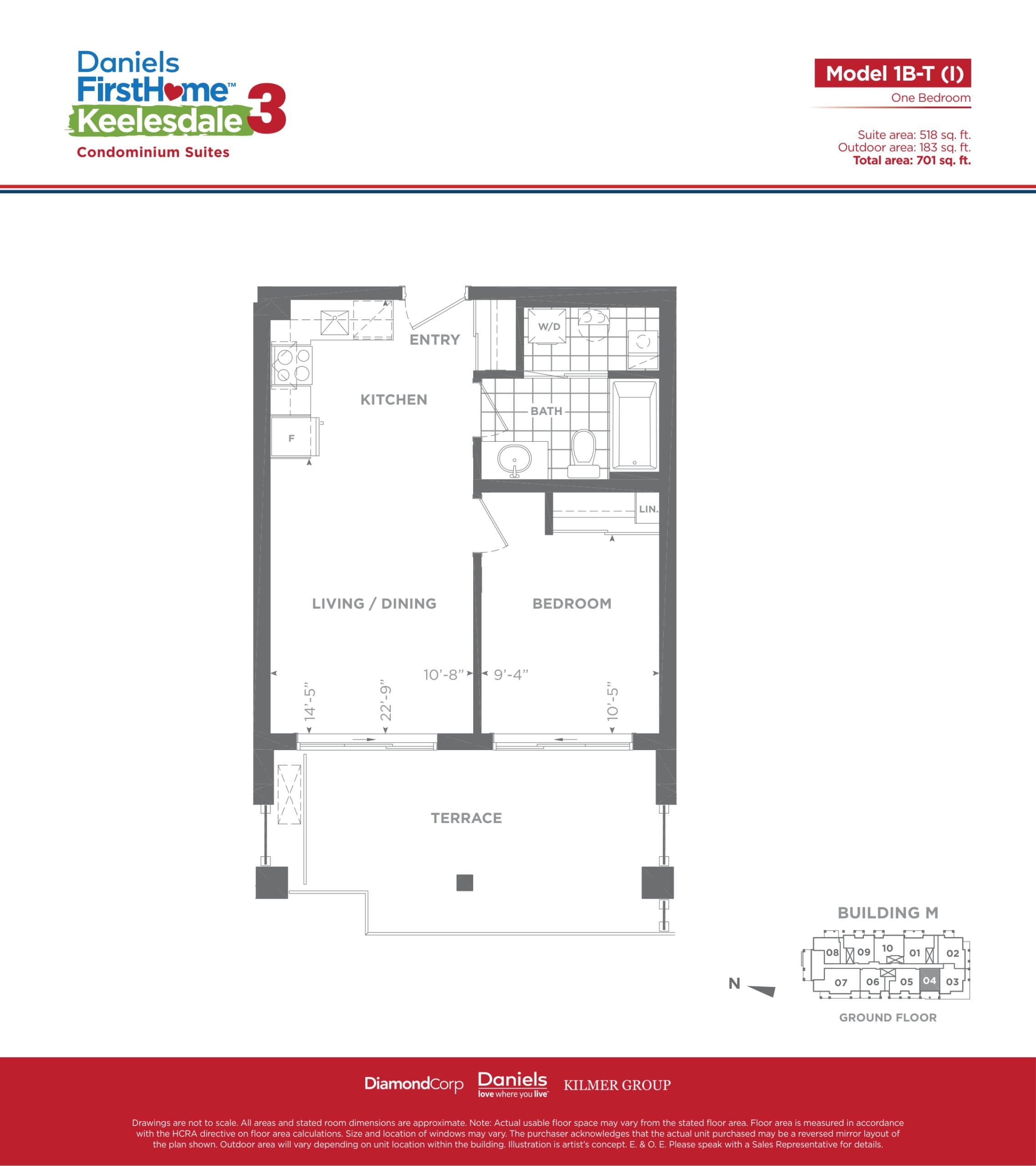 Model 1B-T (I) Floor Plan at Daniels FirstHome™ Keelesdale Phase 3 - 518 sq.ft