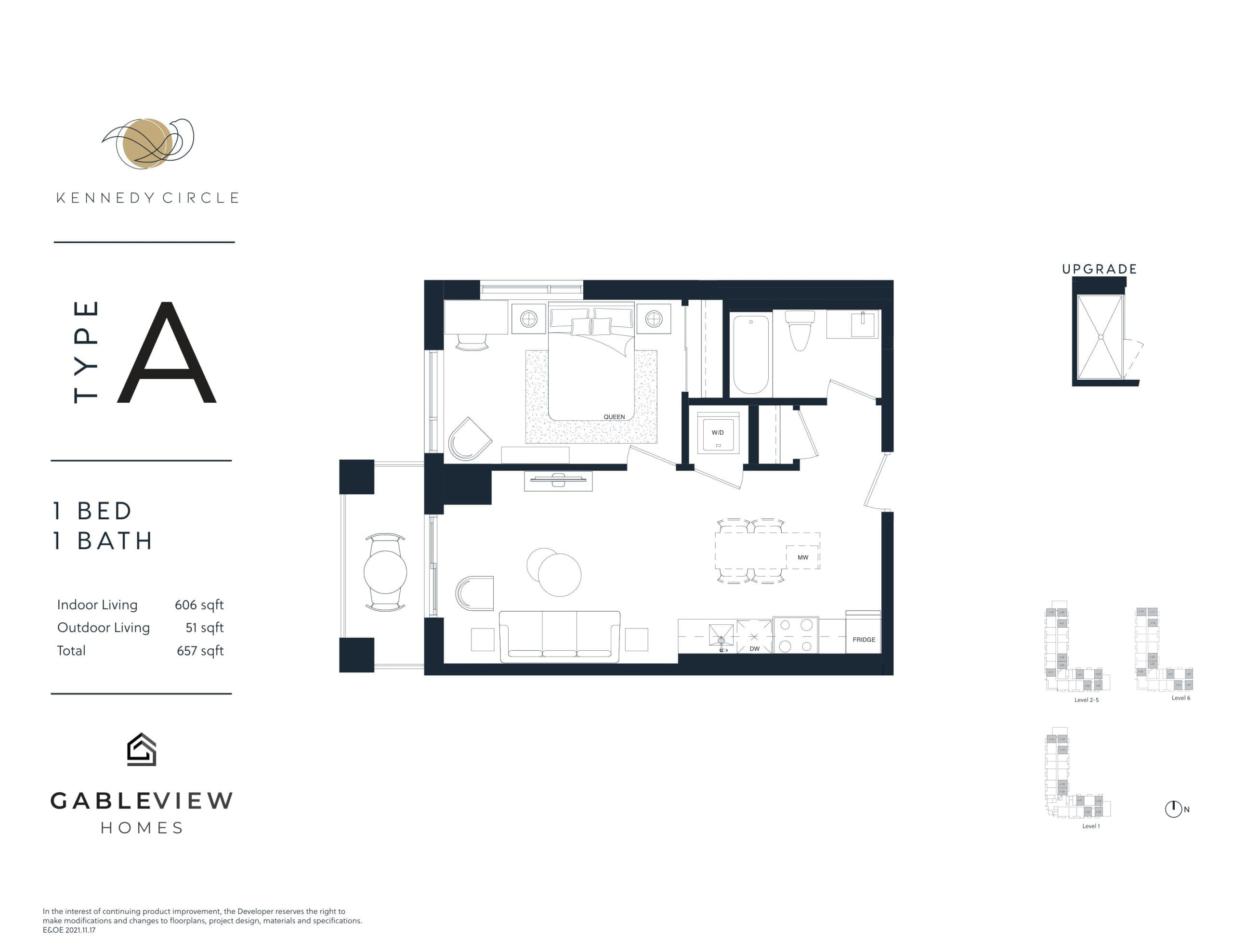 Type A Floor Plan at Kennedy Circle Condos - 606 sq.ft