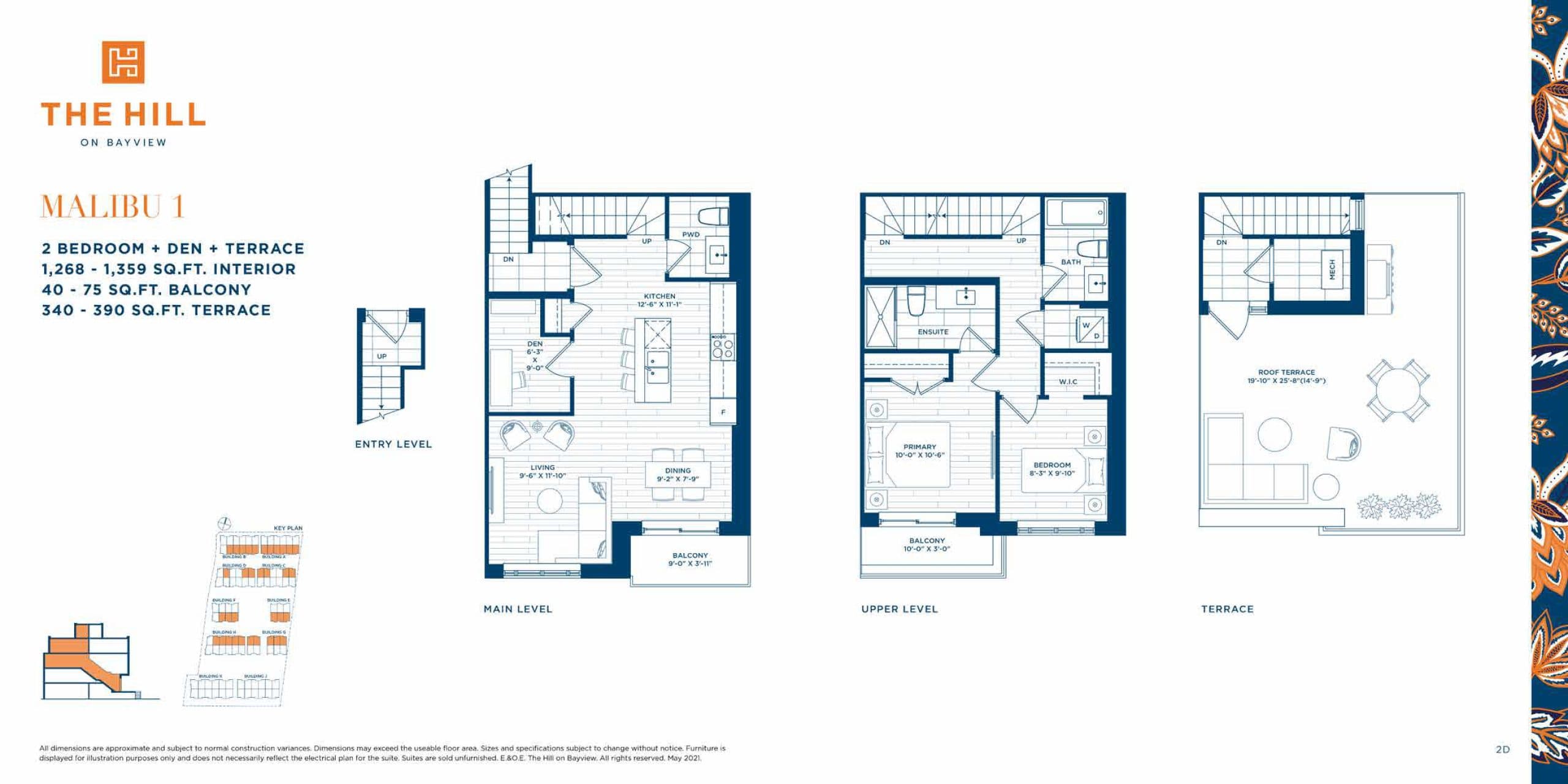 Malibu 1 Floor Plan at The Hill on Bayview Towns - 1359 sq.ft