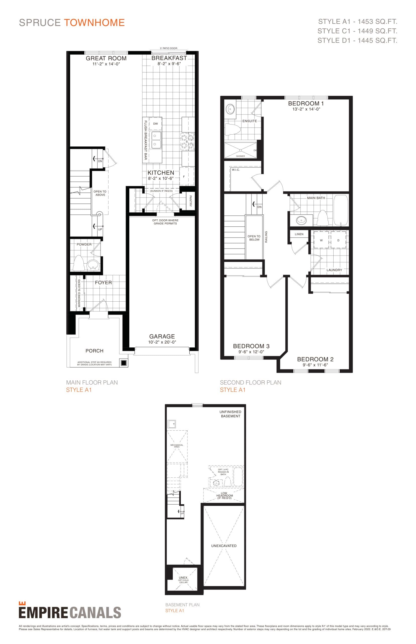 Spruce Floor Plan at Empire Canals - 1453 sq.ft