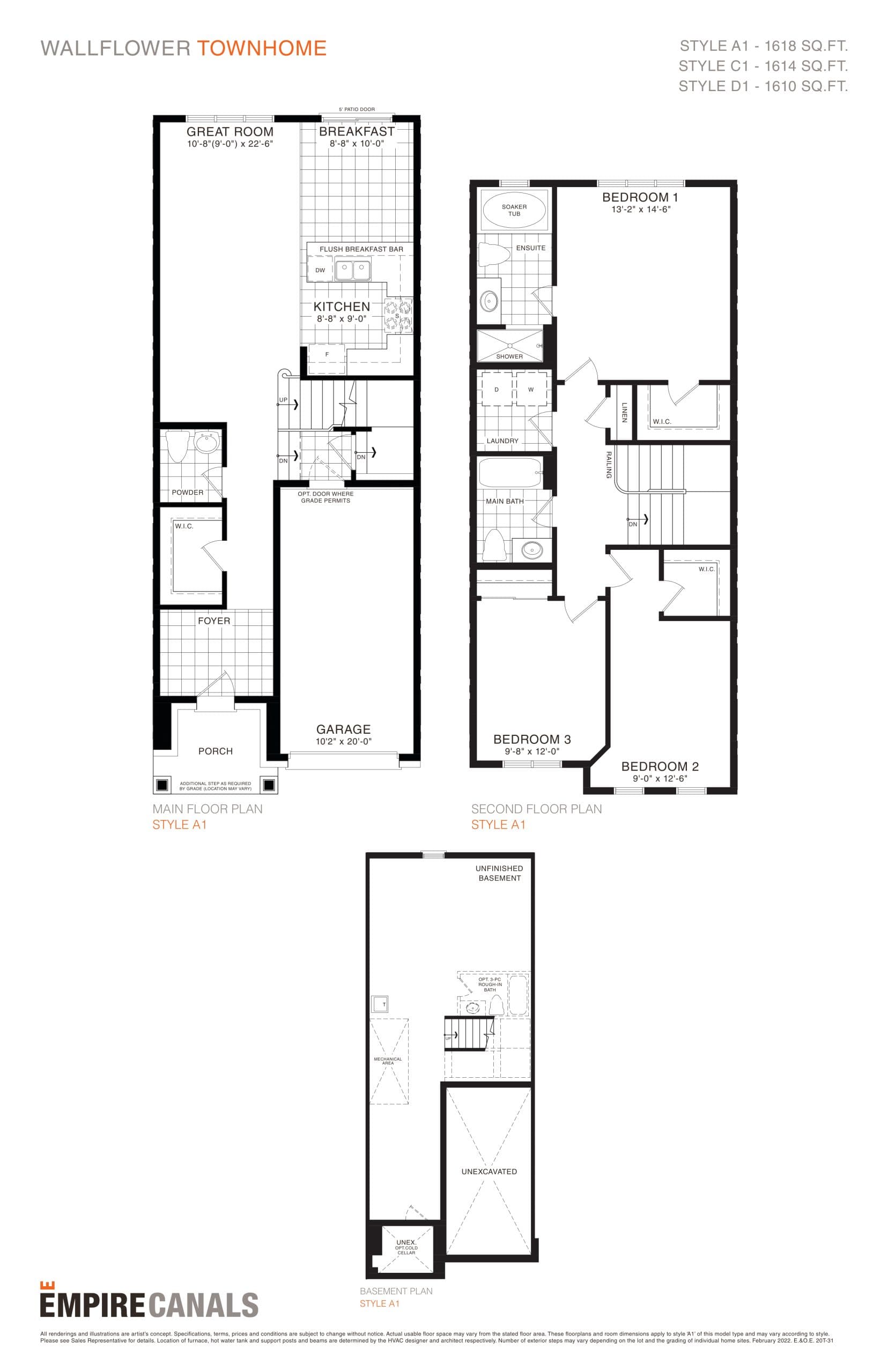 Wallflower Floor Plan at Empire Canals - 1618 sq.ft