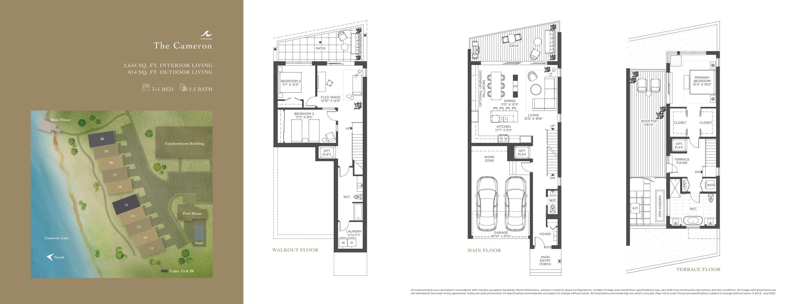 The Cameron Floor Plan at Fenelon Lakes Club Condos - 2644 sq.ft