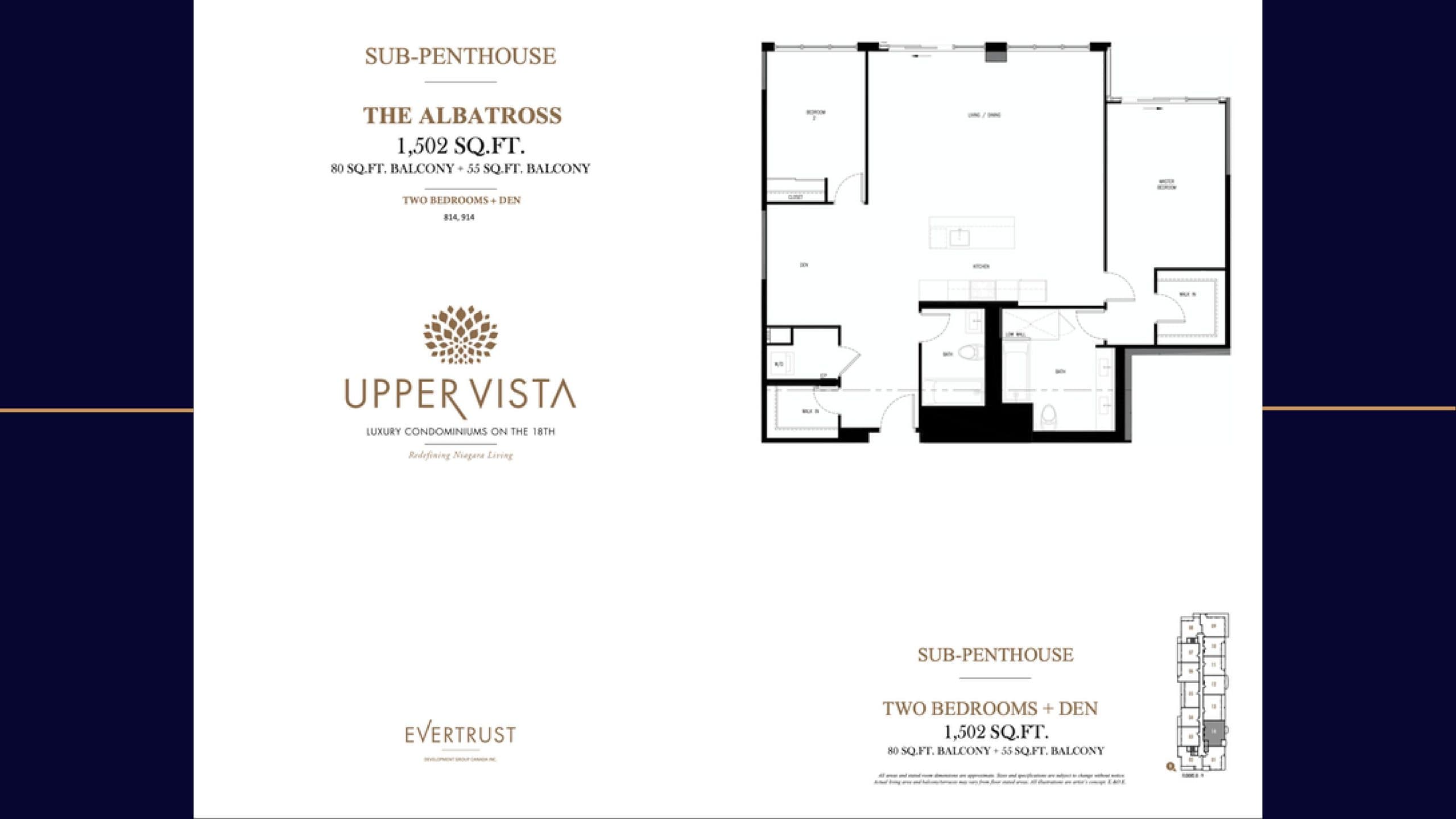 The Albatross Floor Plan at Upper Vista Niagara Condos - 1502 sq.ft