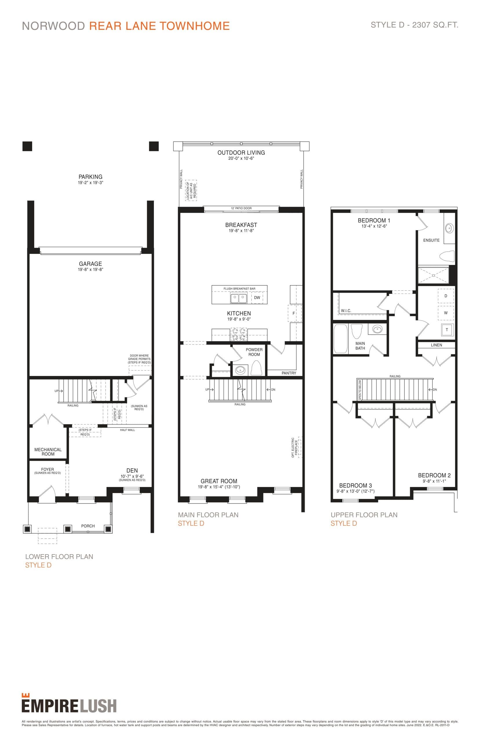 Norwood Floor Plan at Empire Lush Towns - 2307 sq.ft