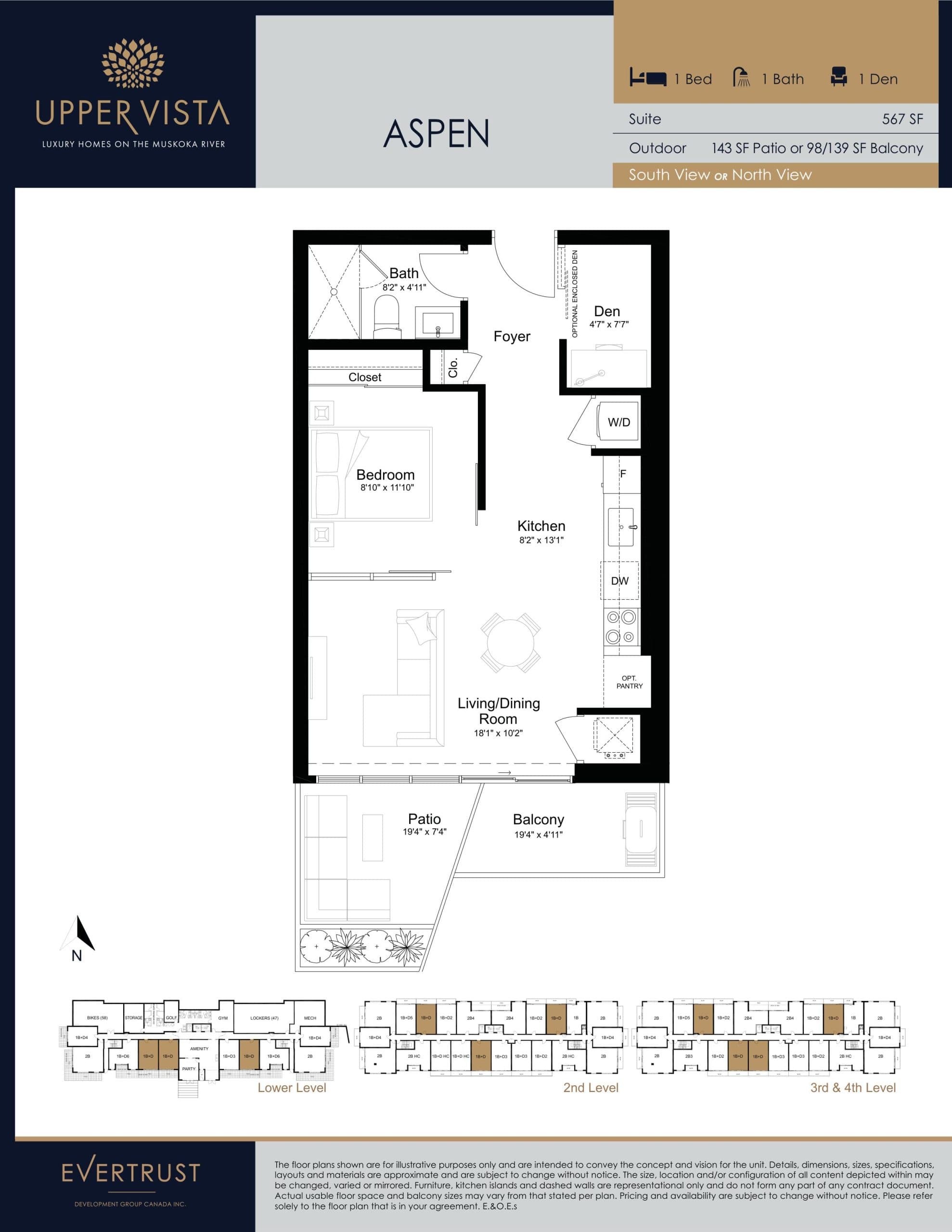 Aspen Floor Plan at Upper Vista Muskoka 4 - 567 sq.ft