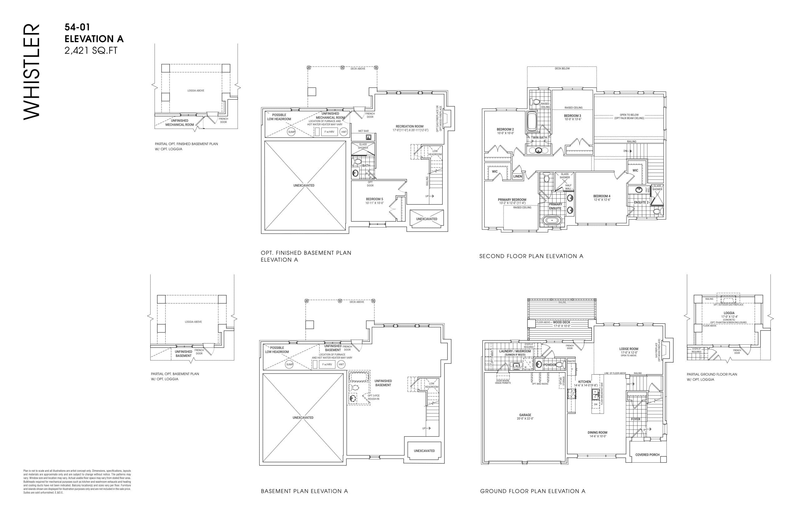 Whistler 54-01 Elevation A Floor Plan at The Summit 2 - 2421 sq.ft