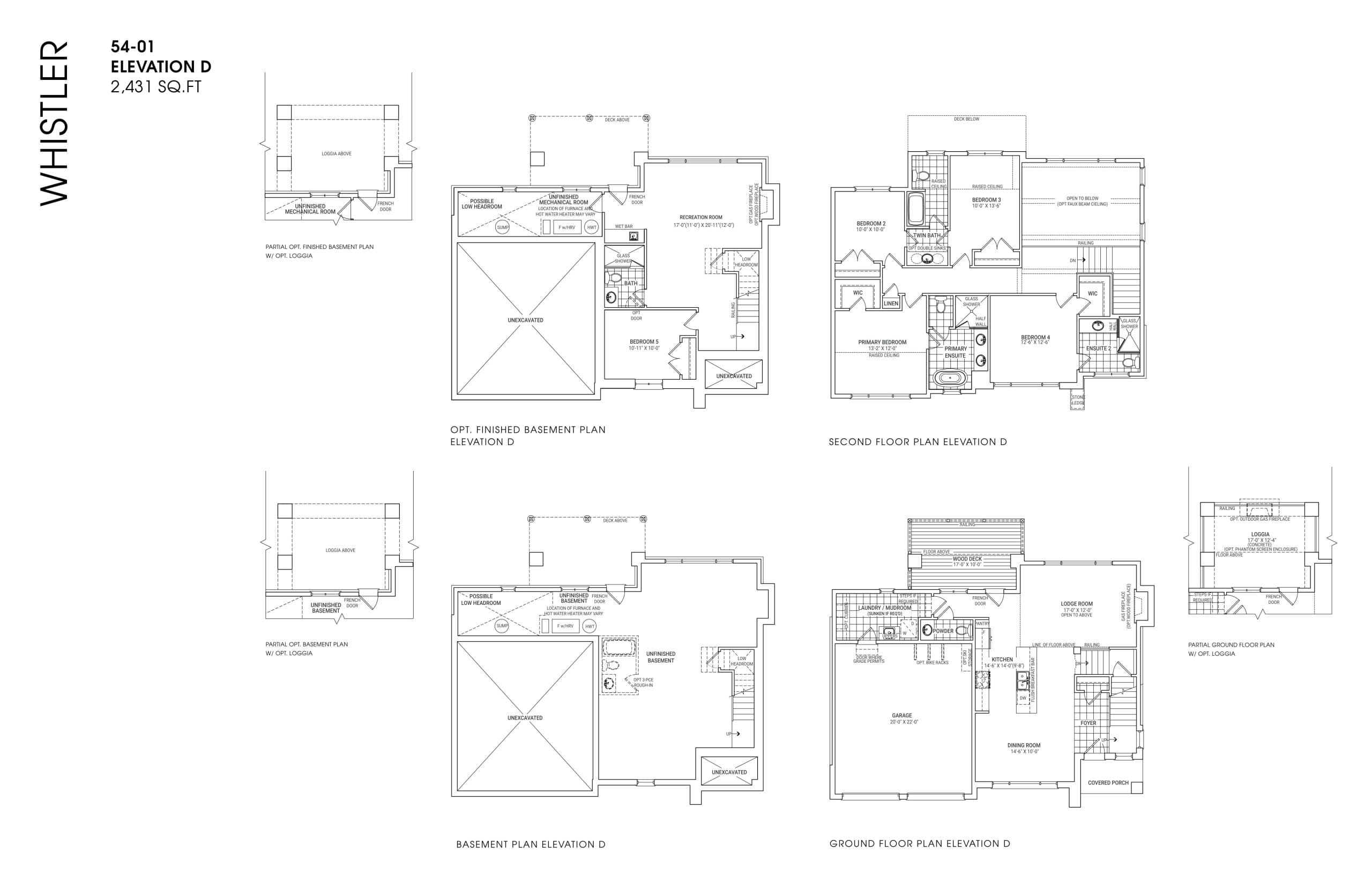 Whistler 54-01 Elevation D Floor Plan at The Summit 2 - 2431 sq.ft