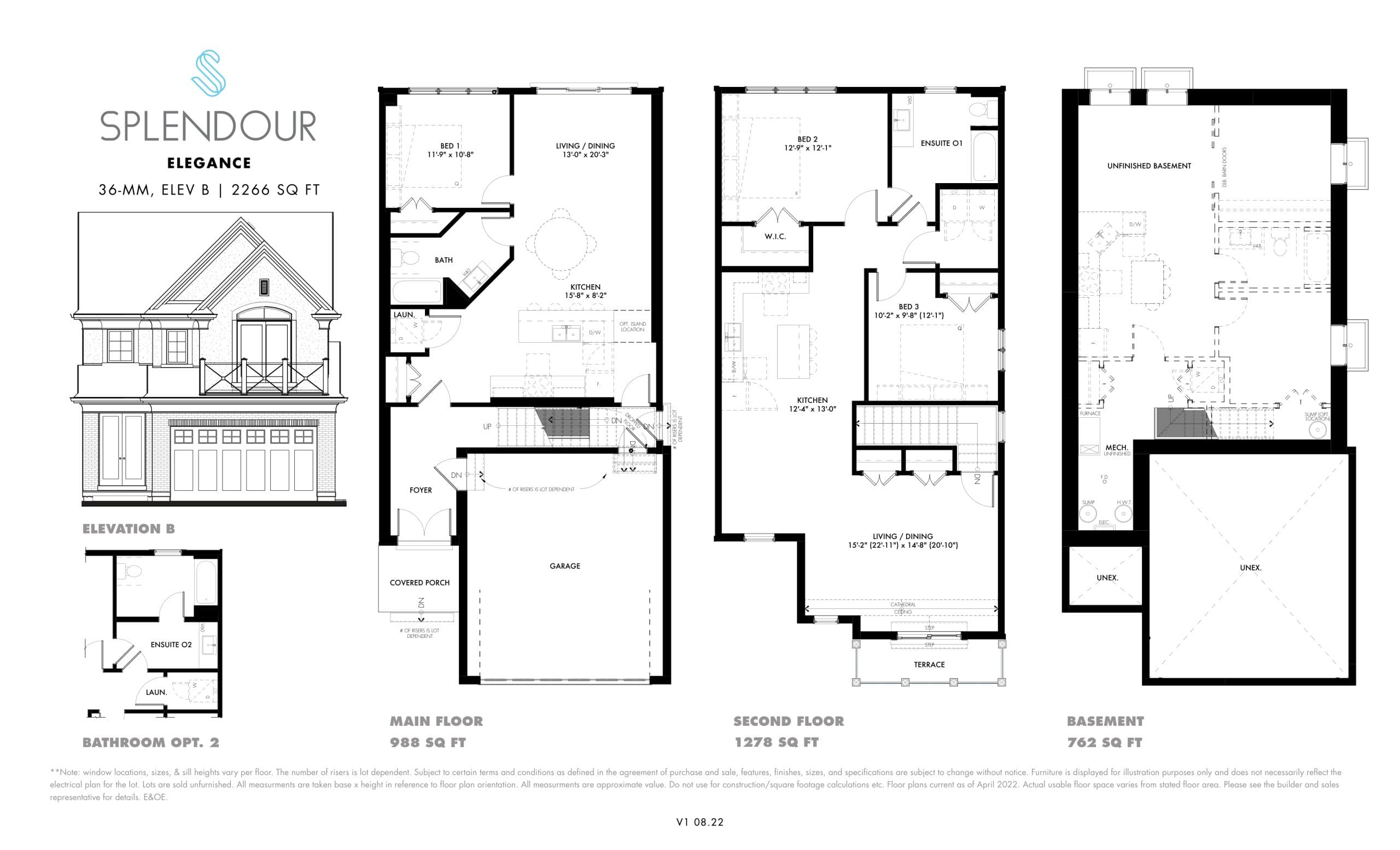 Elegance (Elev B) Floor Plan at Splendour by Pinewood Niagara Builders - 2266 sq.ft