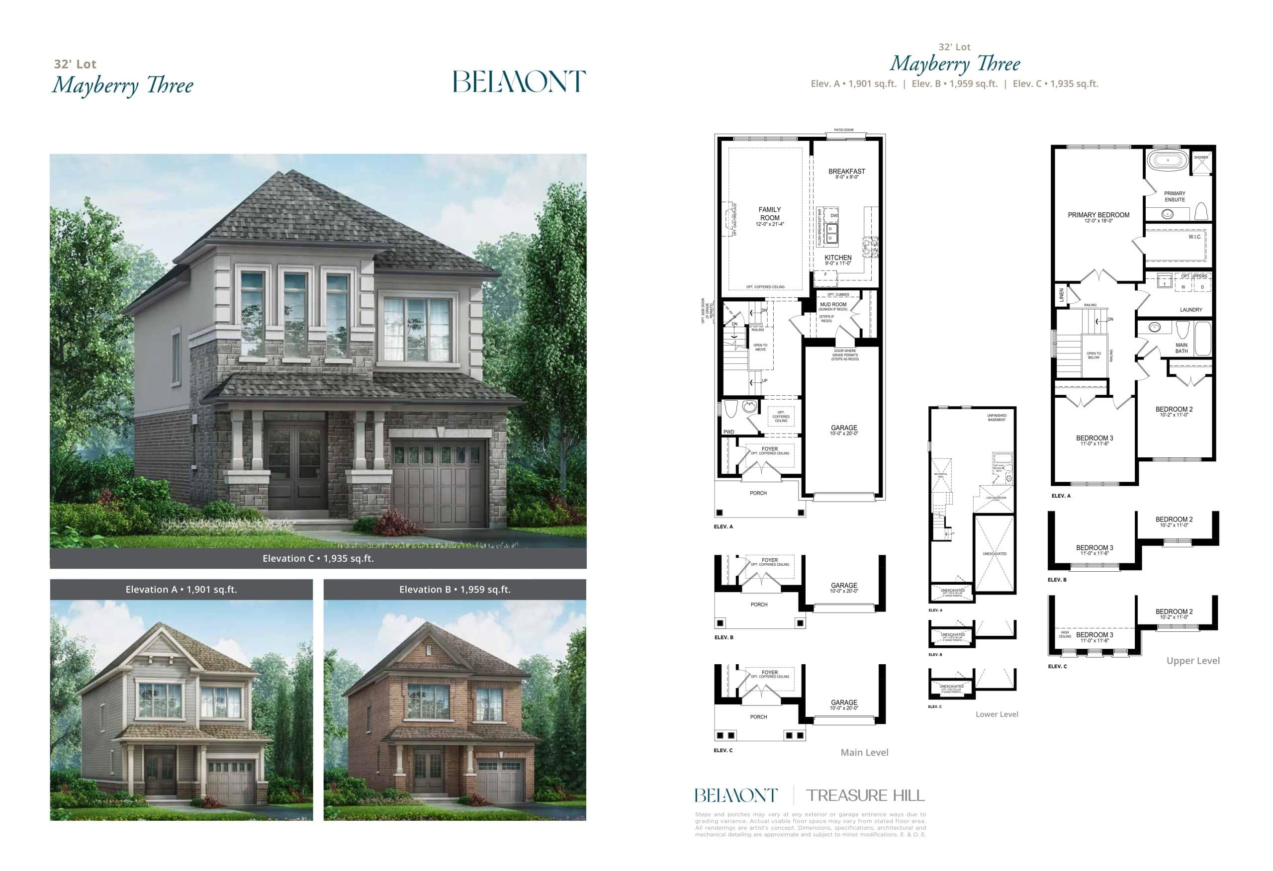 Mayberry Three Floor Plan at Belmont The Harmony Series - 1959 sq.ft