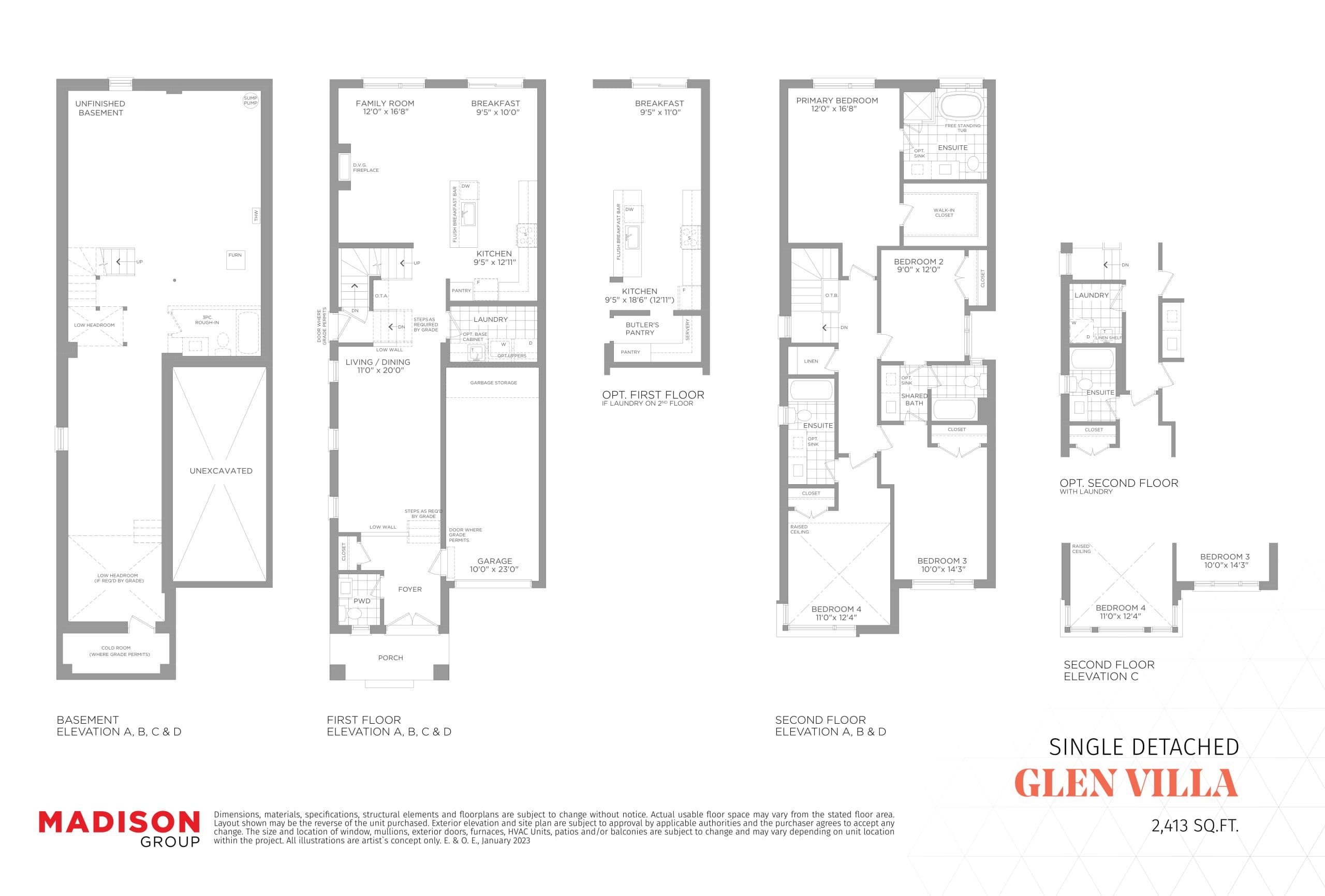 Glen Villa Floor Plan at MILA by Madison Towns Phase 2 - 2413 sq.ft
