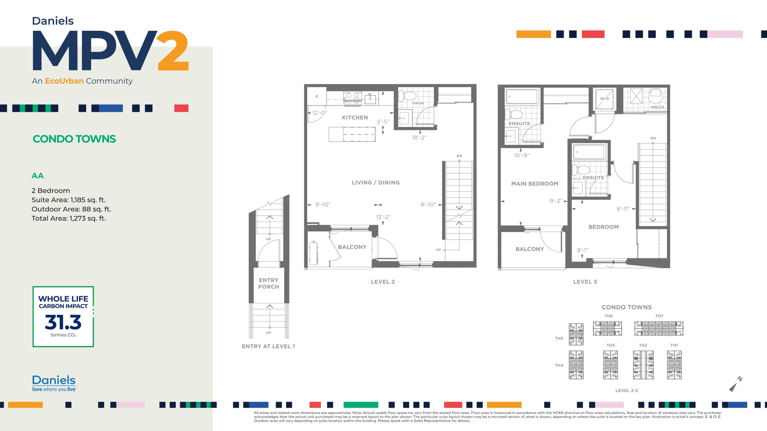 AA Floor Plan at Daniels MPV2 Condos - 1185 sq.ft