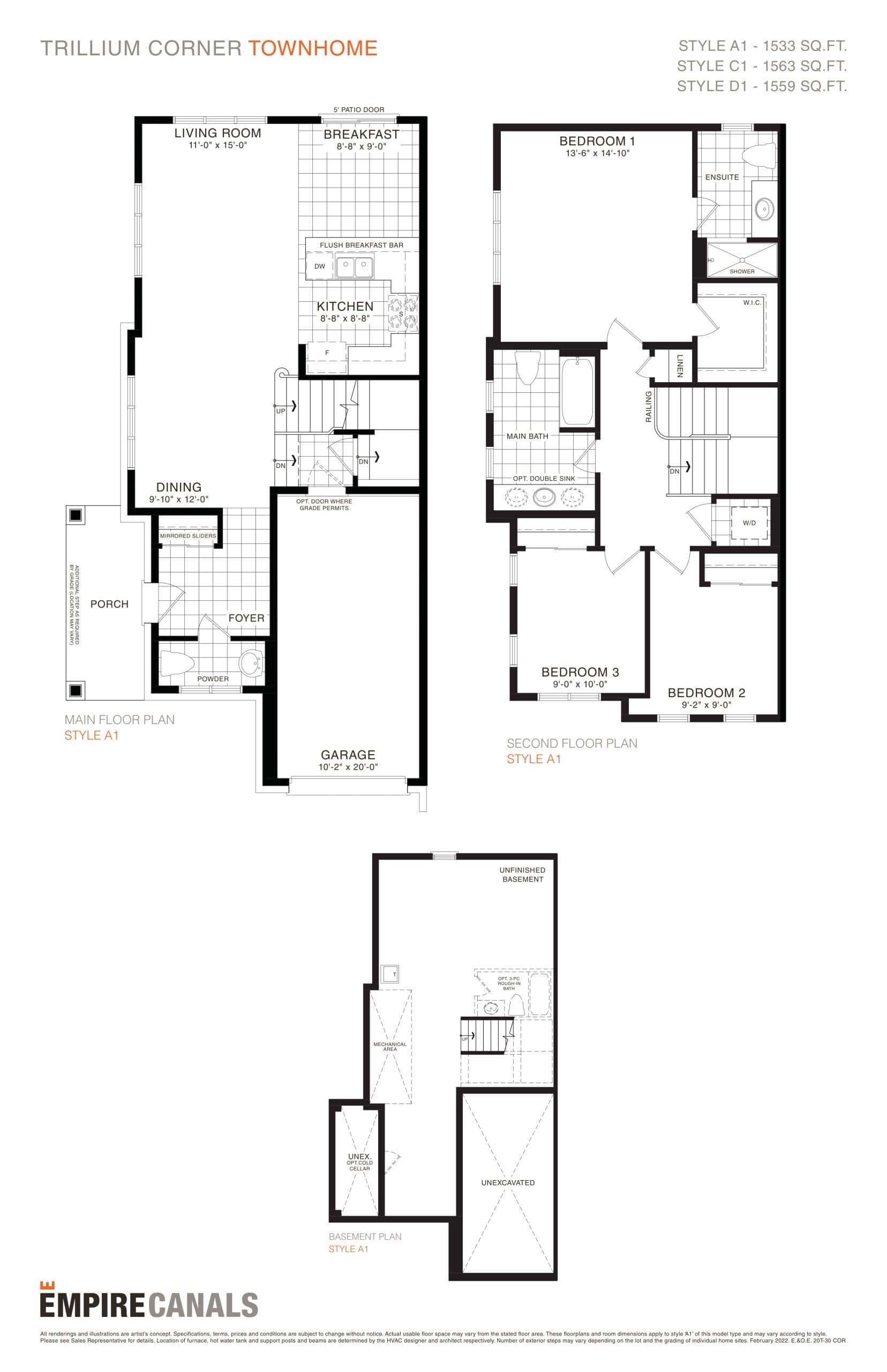 Trillium Corner Floor Plan at Empire Canals Phase 2 - 1563 sq.ft