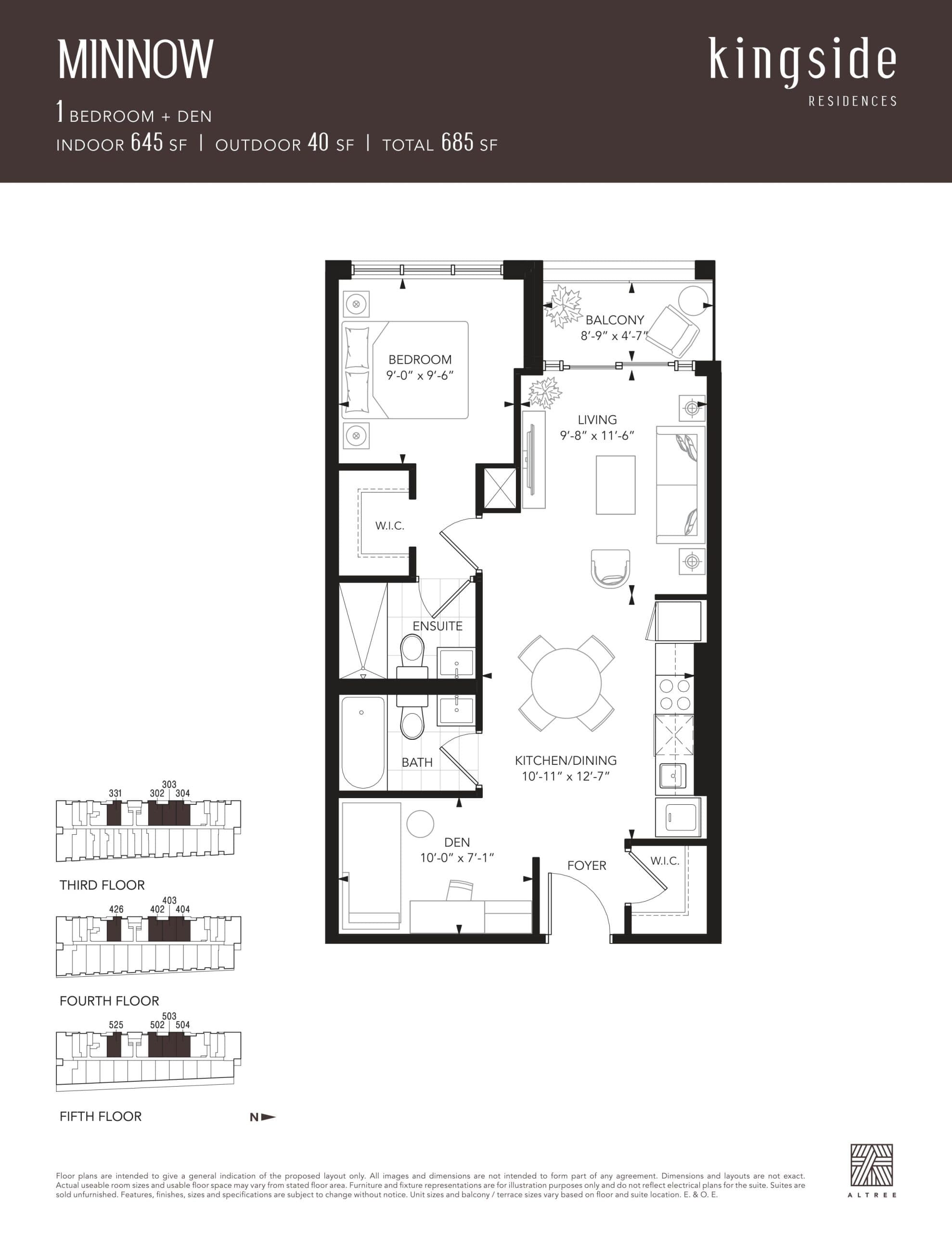 Minnow Floor Plan at Kingside Residences - 645 sq.ft