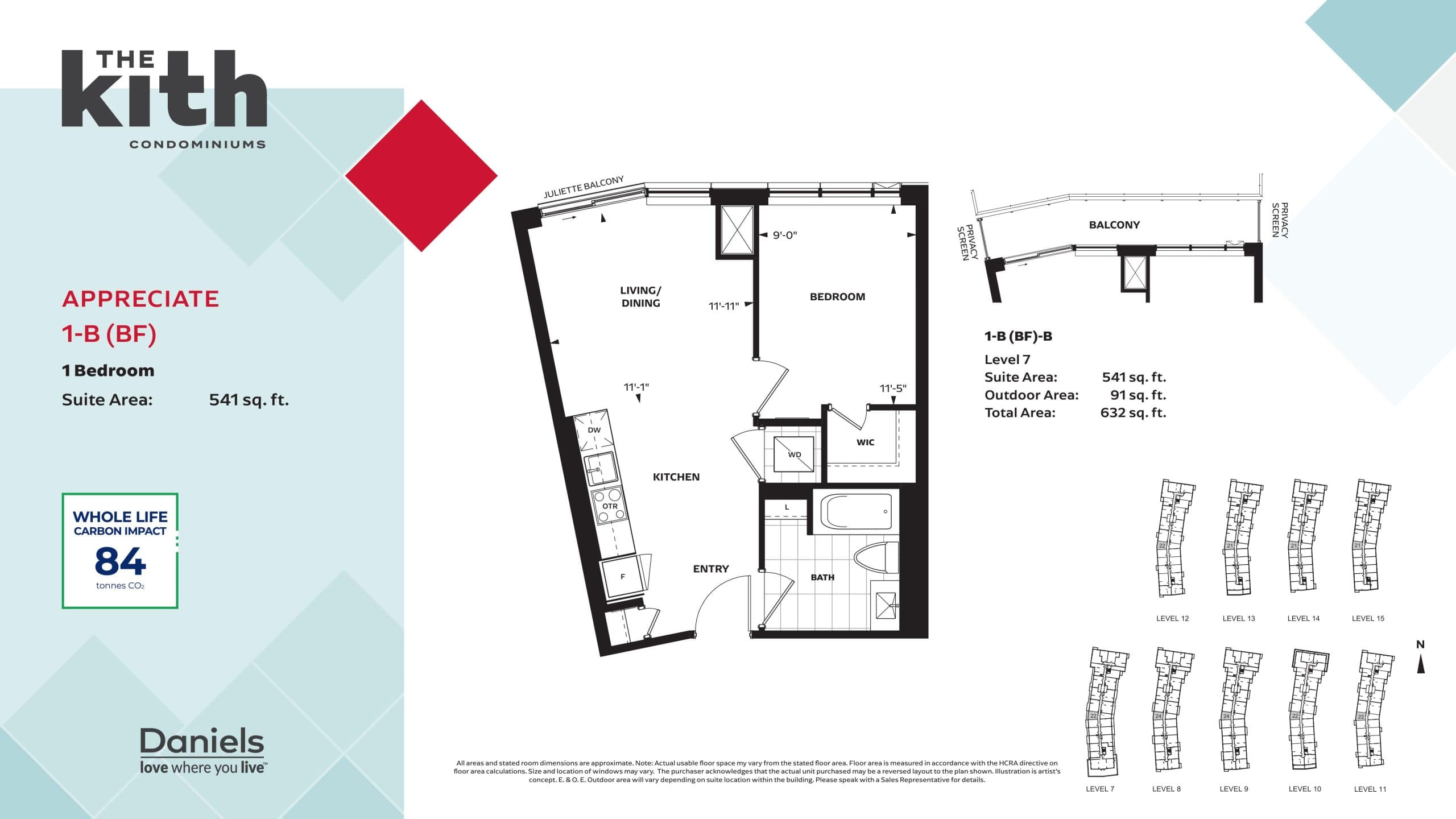 Appreciate 1-B (BF) Floor Plan at The Kith Condos - 541 sq.ft