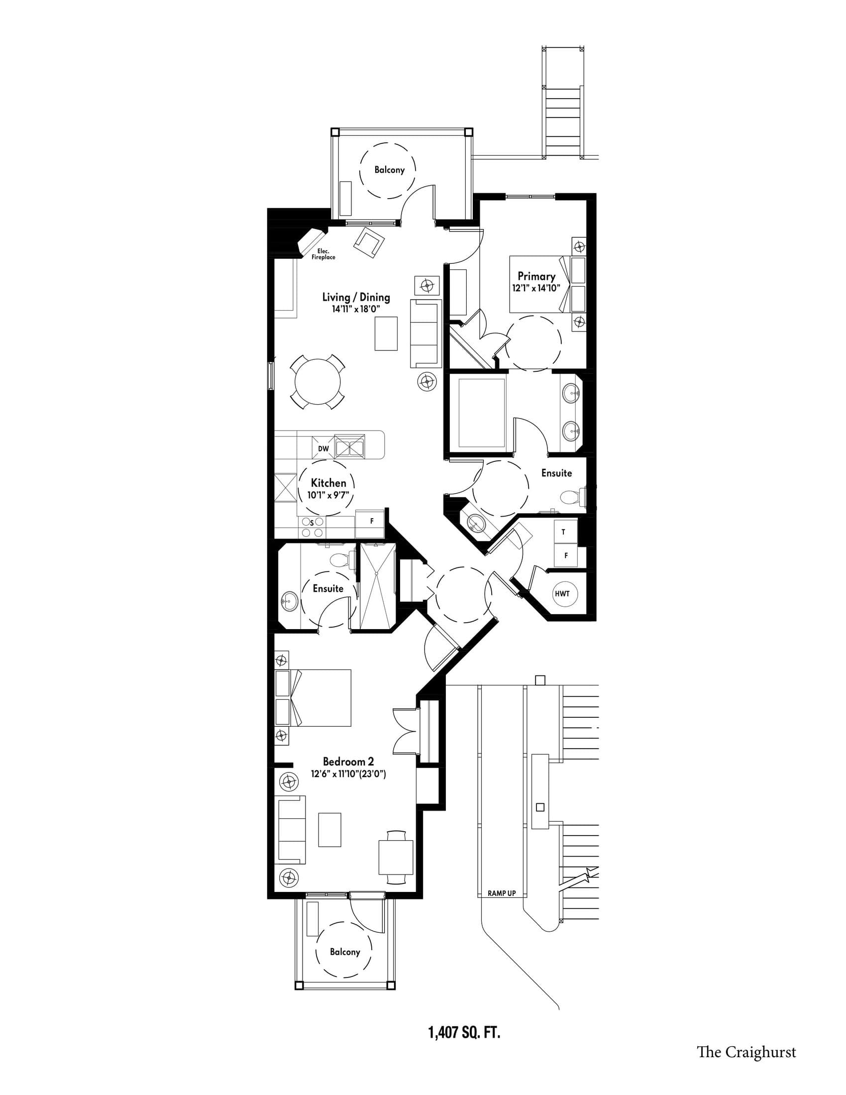 The Craighurst Floor Plan at Carriage Hill Country Club - 1407 sq.ft