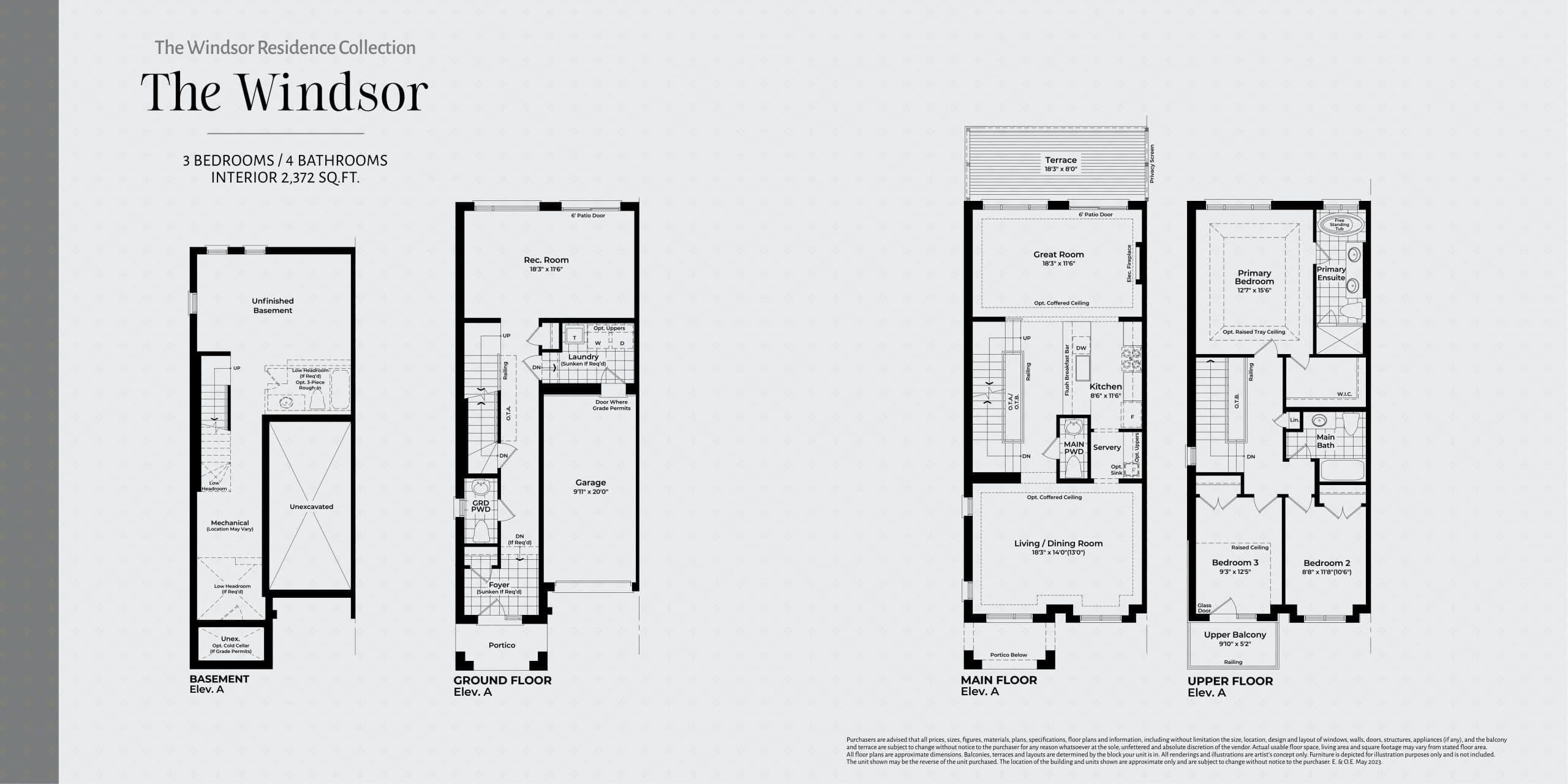 The Windsor Floor Plan at Highgrove Towns - 2372 sq.ft
