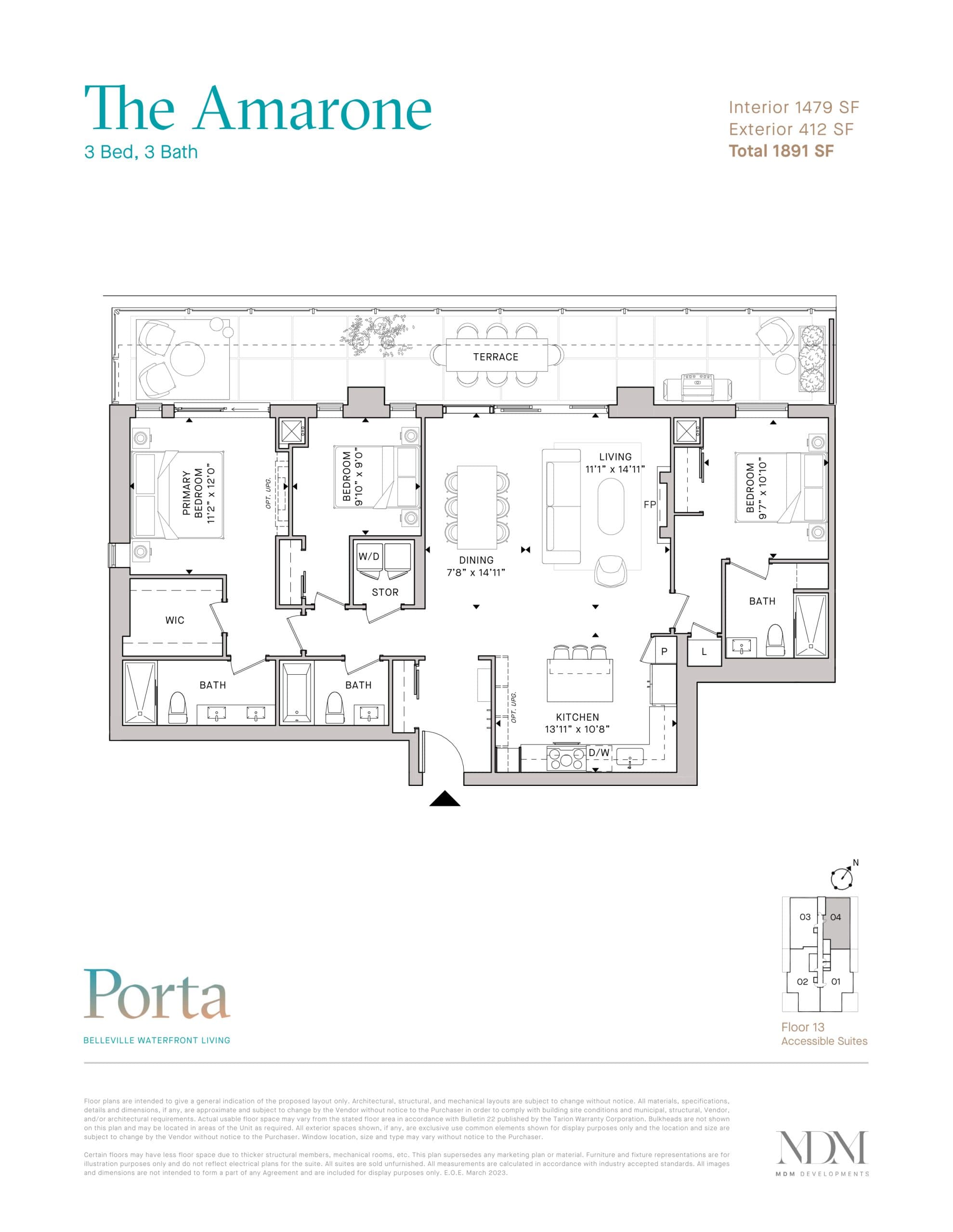 The Amarone Floor Plan at Porta Condos - 1479 sq.ft