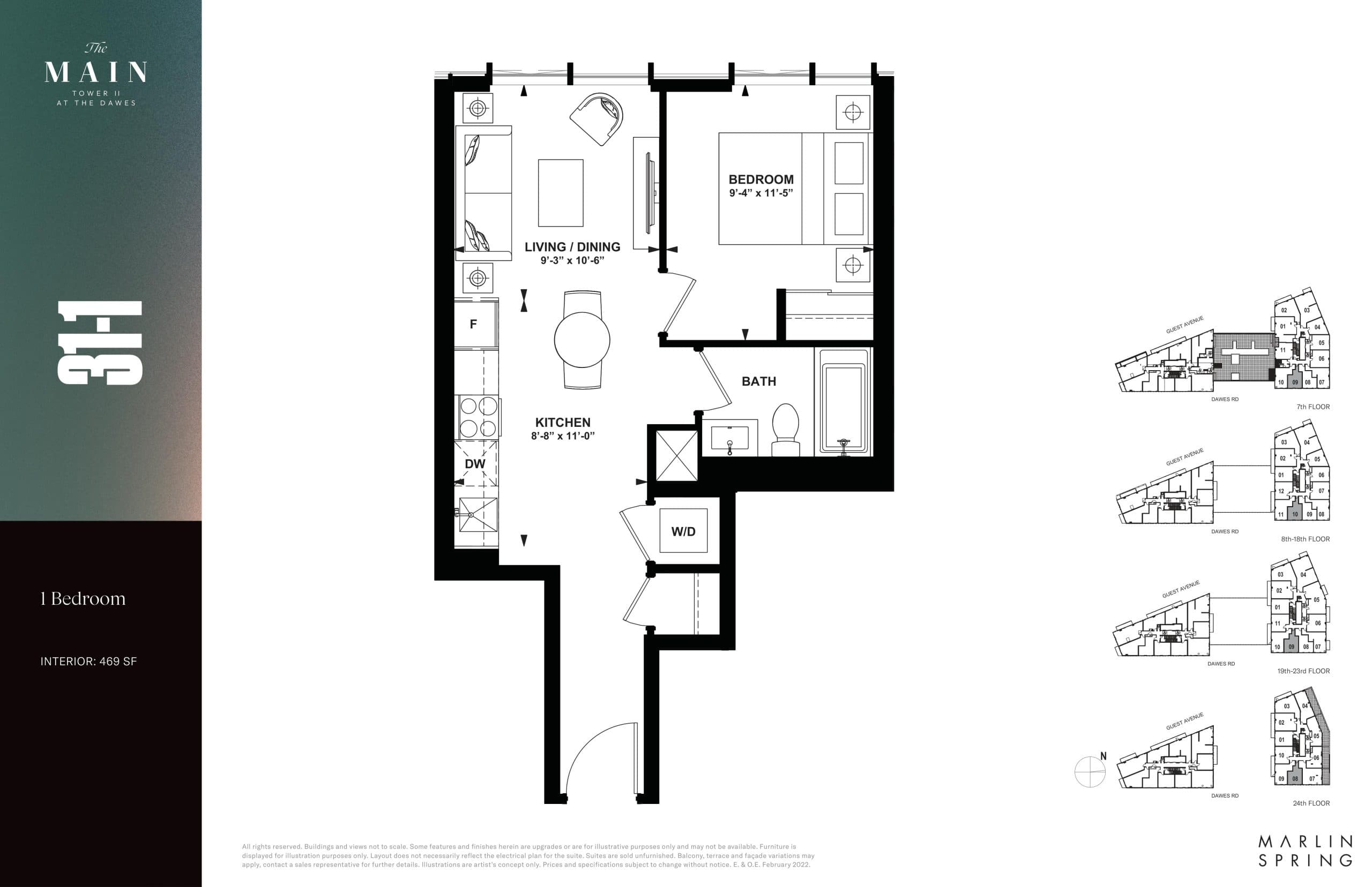 31-1 Floor Plan at The Main - Tower 2 at The Dawes - 469 sq.ft