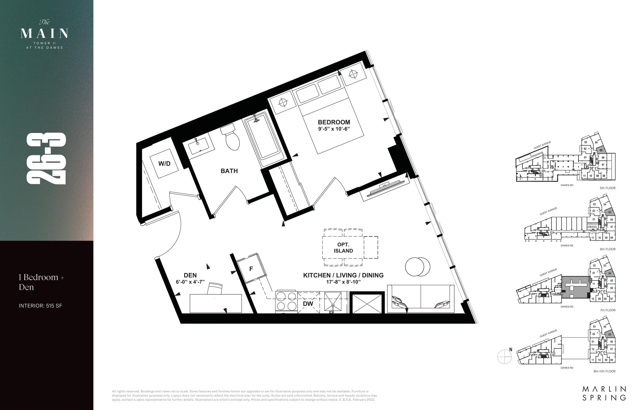26-3 Floor Plan at The Main - Tower 2 at The Dawes - 515 sq.ft