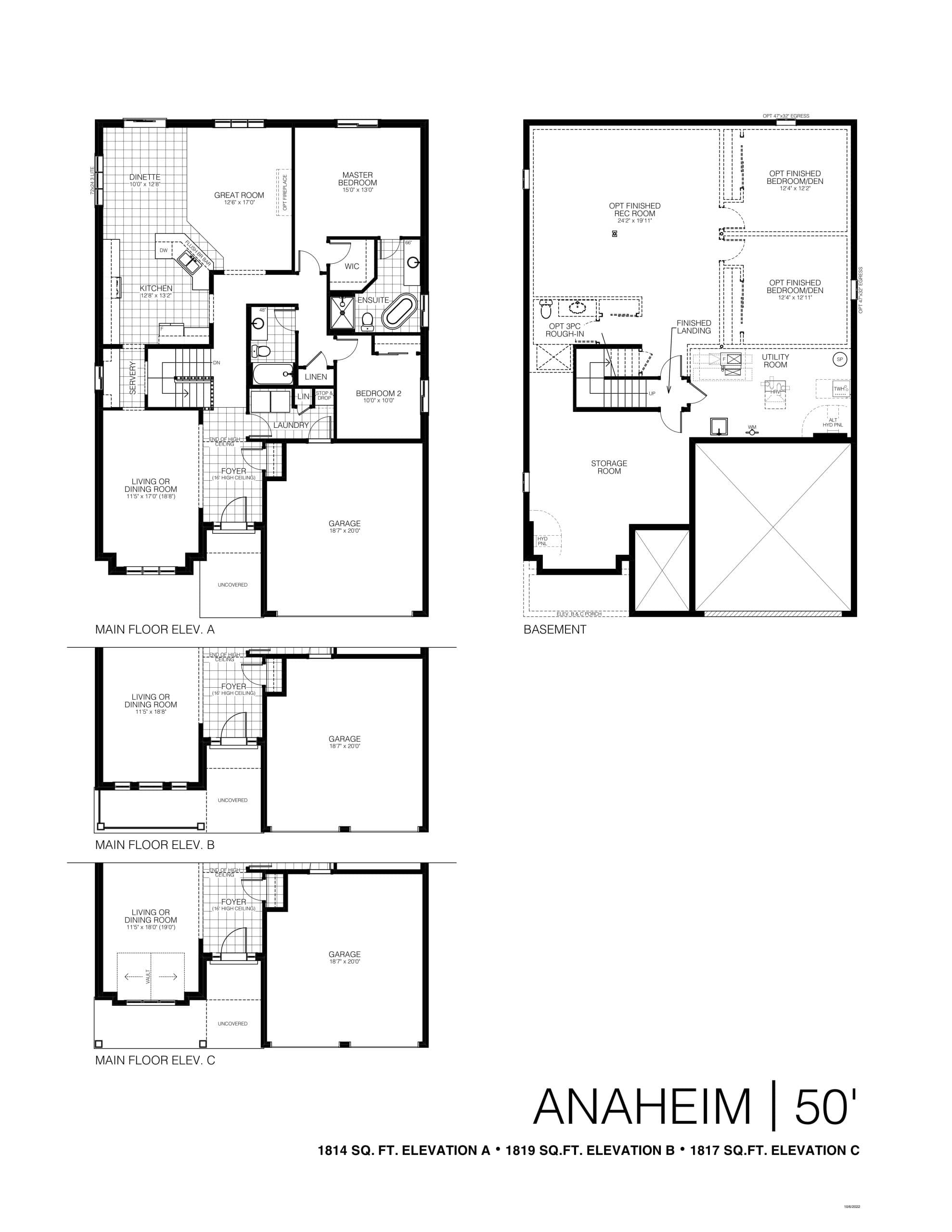 Anaheim Floor Plan at Alliston Woods Towns - 1814 sq.ft