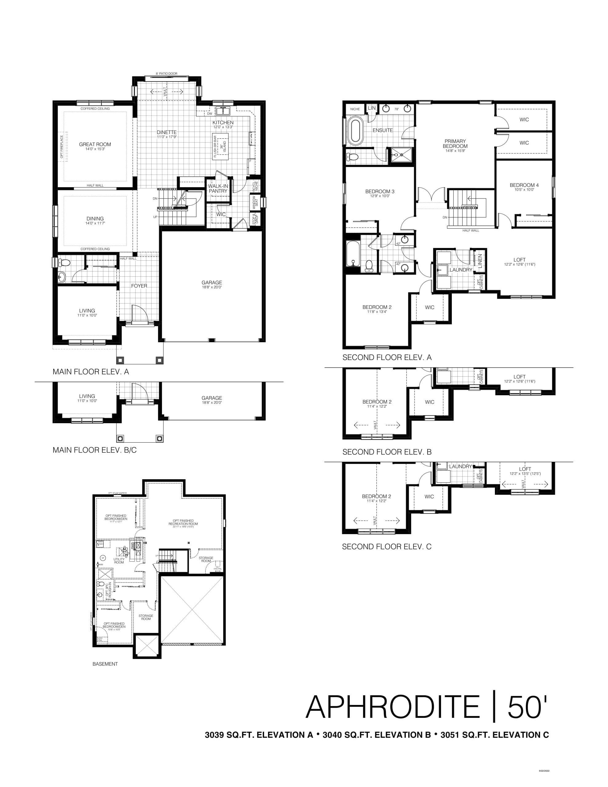 Aphrodite Floor Plan at Alliston Woods Towns - 3039 sq.ft