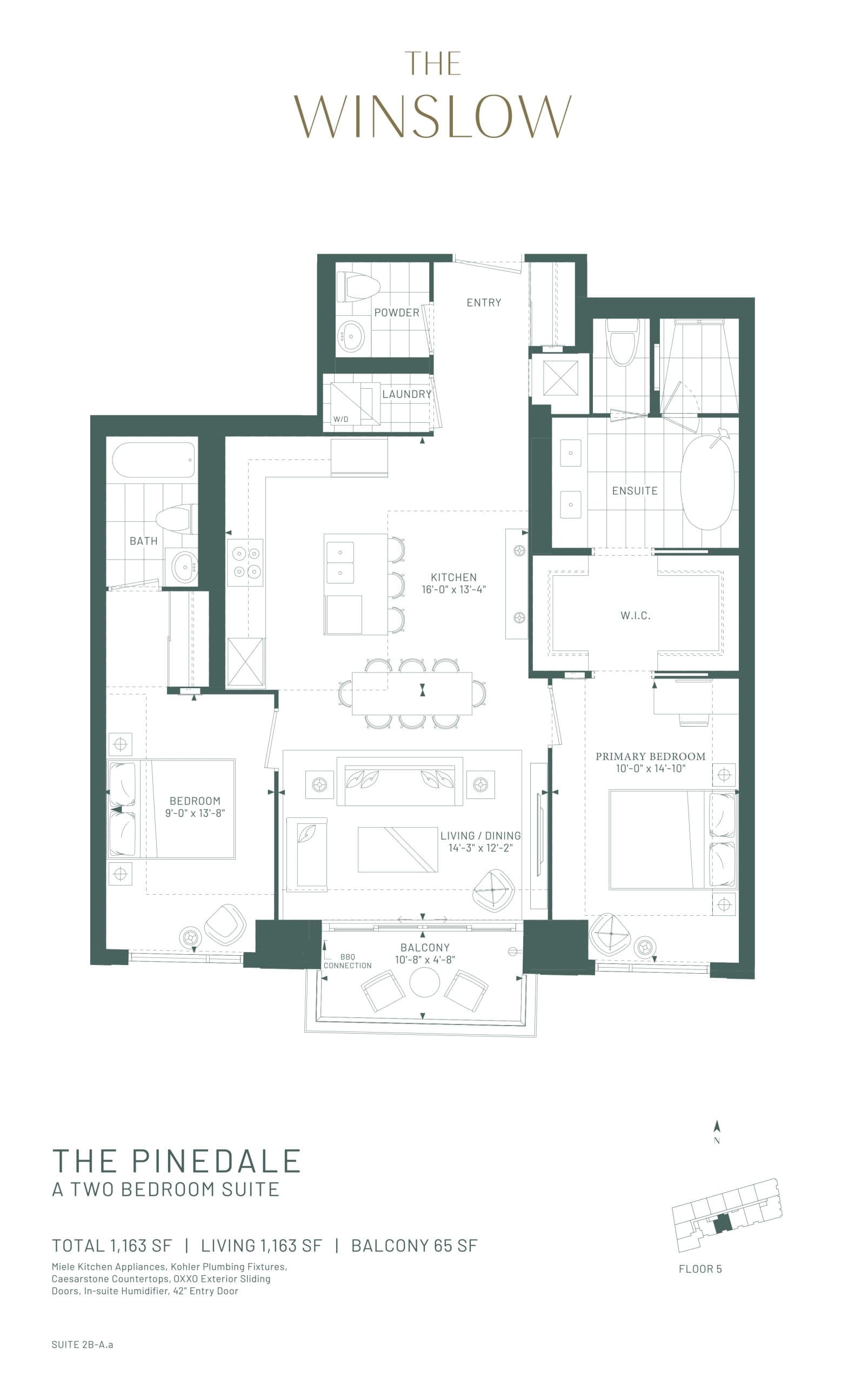 The Pinedale Floor Plan at The Winslow Condos - 1163 sq.ft