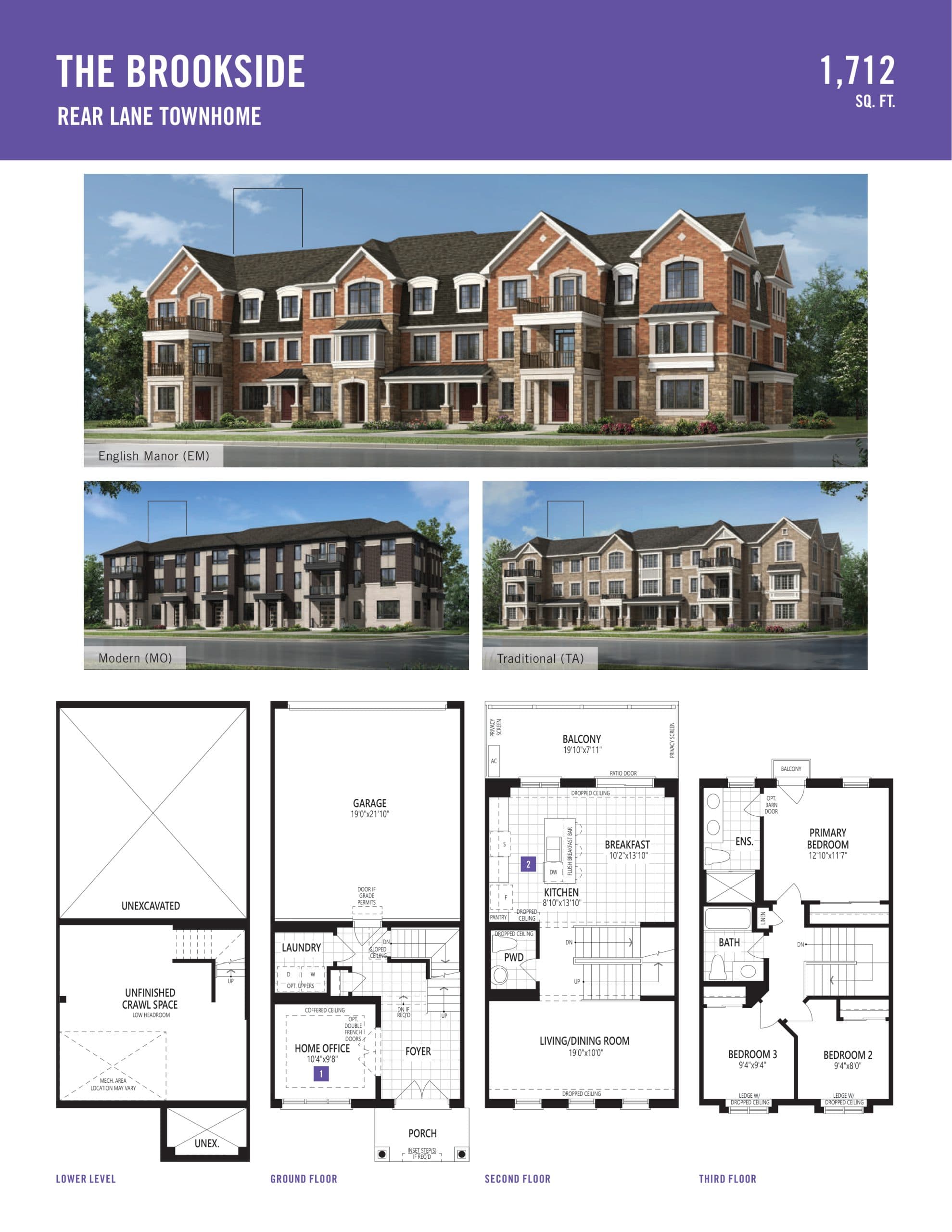 The Brookside Floor Plan at Hawthorne East Village - 1712 sq.ft